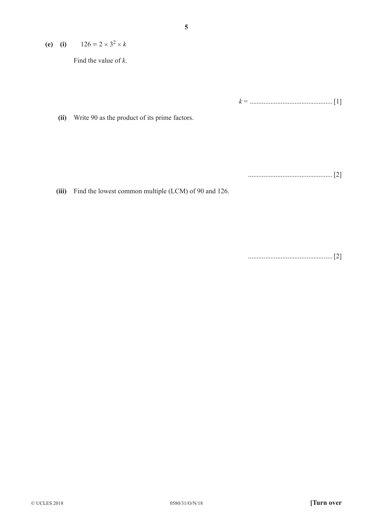 Cambridge IGCSE Mathematics 0580 2018 Oct/Nov Paper 3 · Variant 1 question paper, page 5 of 16