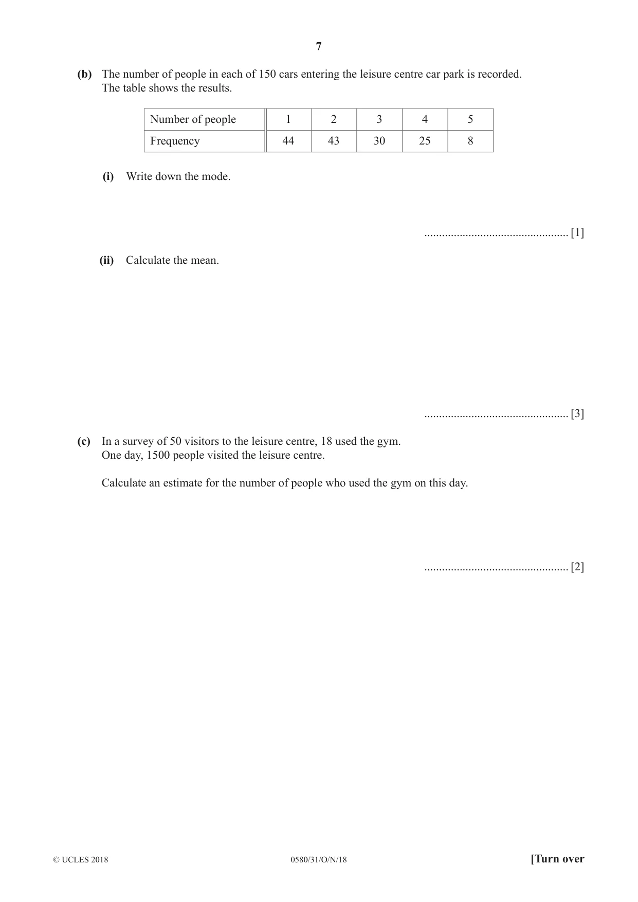 Cambridge IGCSE Mathematics 0580 2018 Oct/Nov Paper 3 · Variant 1 question paper, page 7 of 16