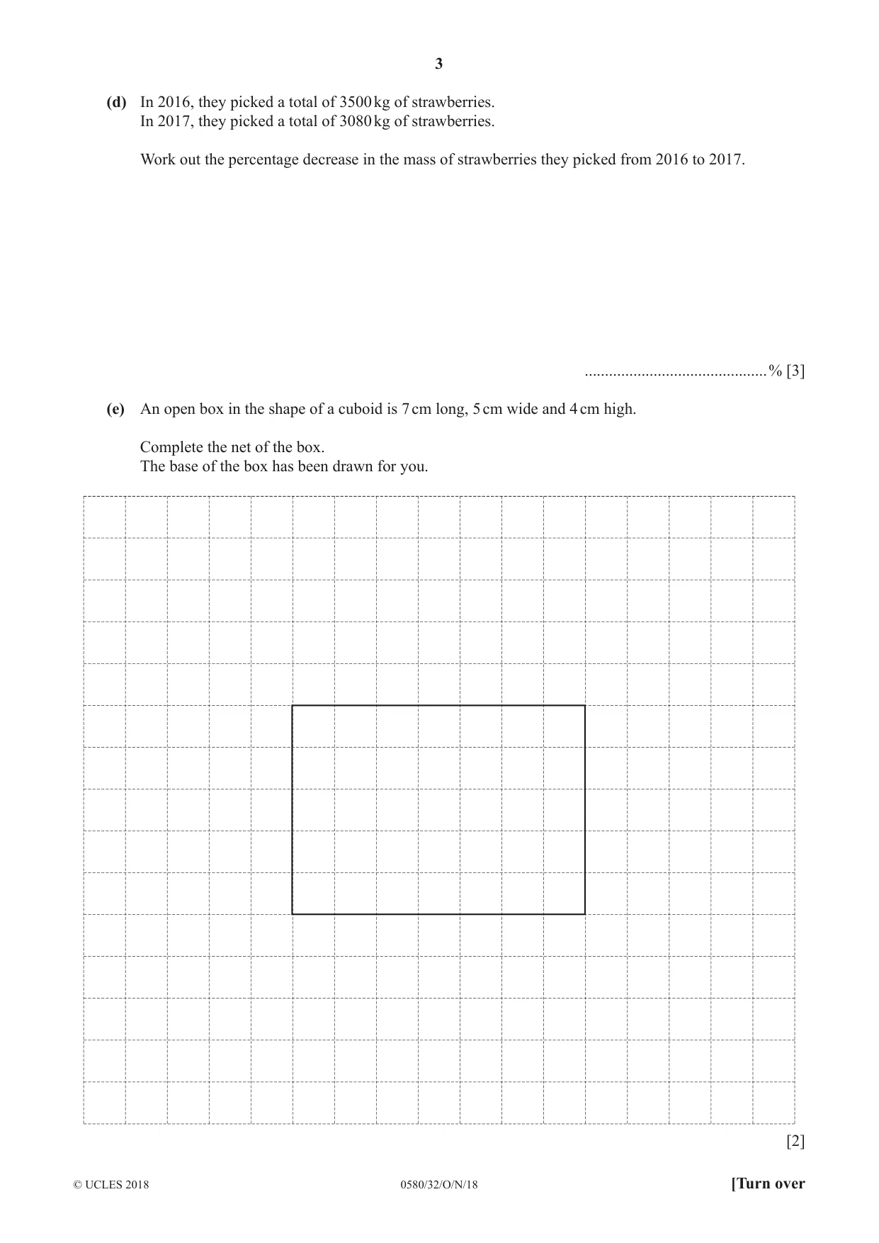 Cambridge IGCSE Mathematics 0580 2018 Oct/Nov Paper 3 · Variant 2 question paper, page 3 of 16