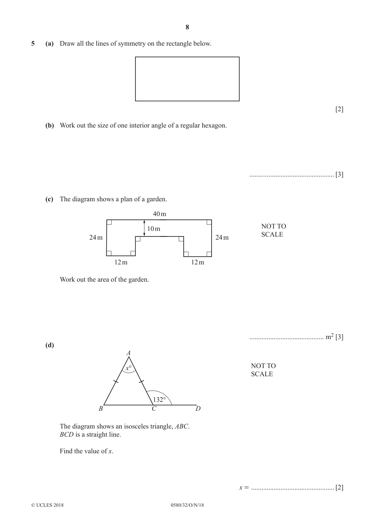 Cambridge IGCSE Mathematics 0580 2018 Oct/Nov Paper 3 · Variant 2 question paper, page 8 of 16