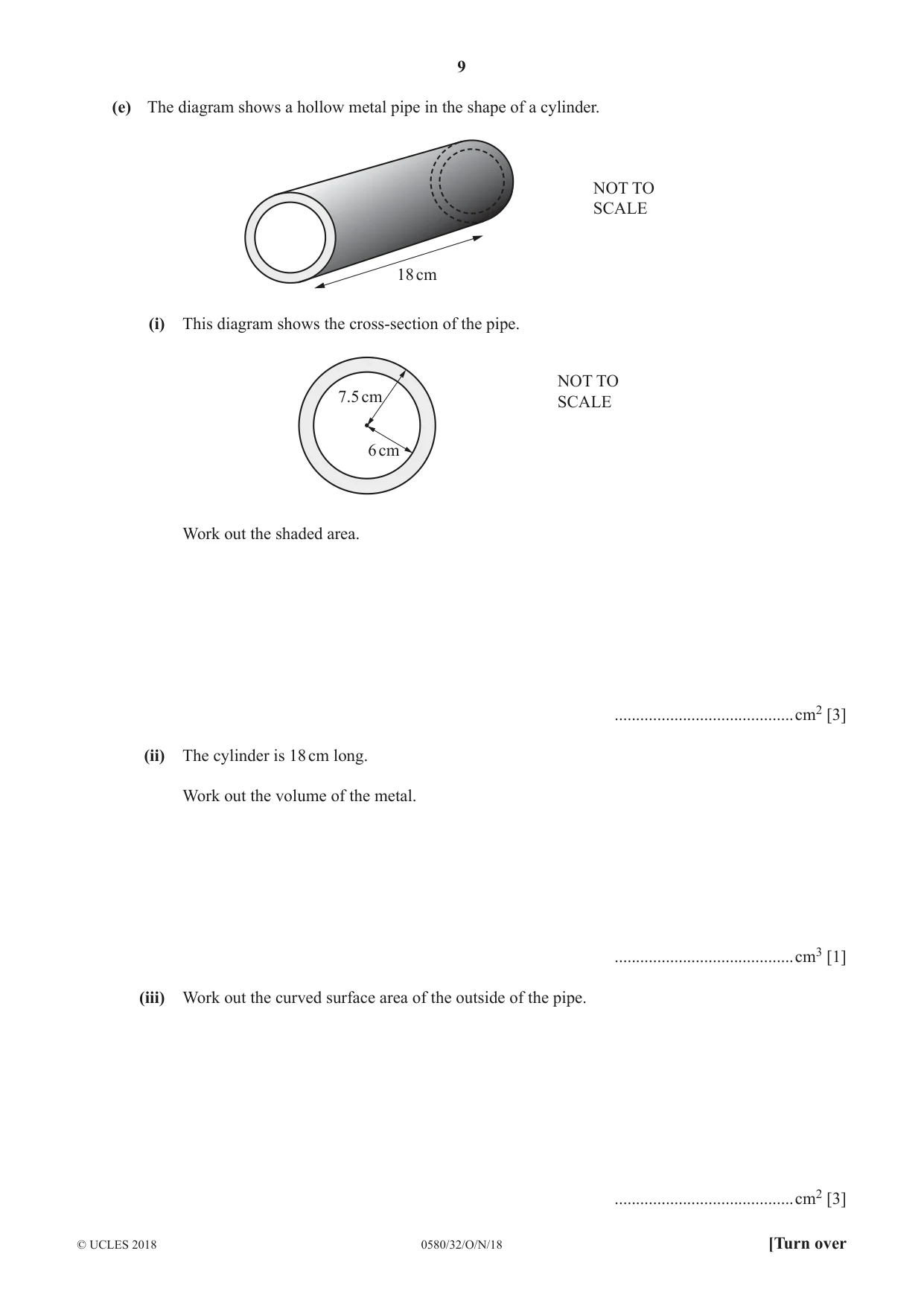 Cambridge IGCSE Mathematics 0580 2018 Oct/Nov Paper 3 · Variant 2 question paper, page 9 of 16