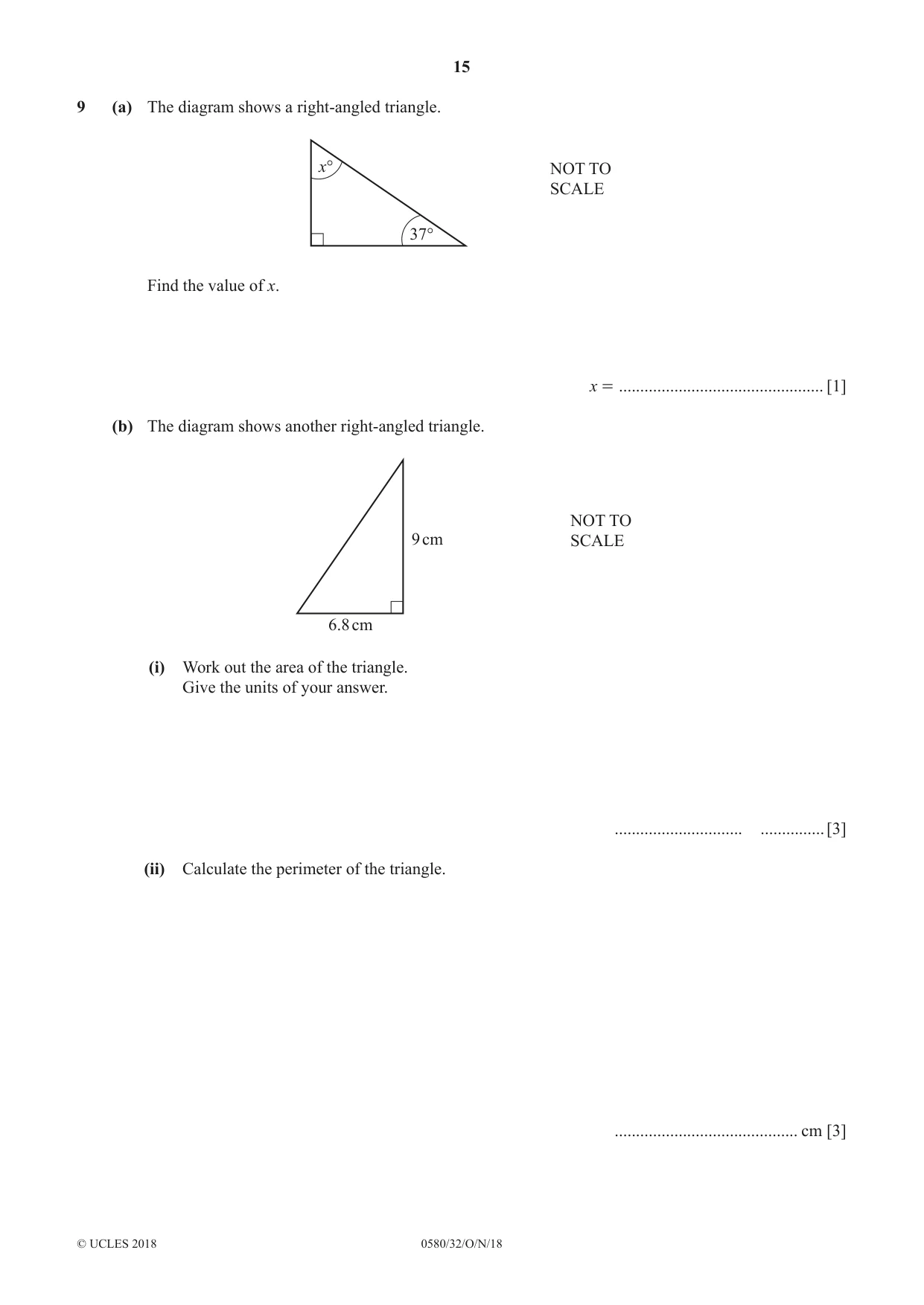 Cambridge IGCSE Mathematics 0580 2018 Oct/Nov Paper 3 · Variant 2 question paper, page 15 of 16