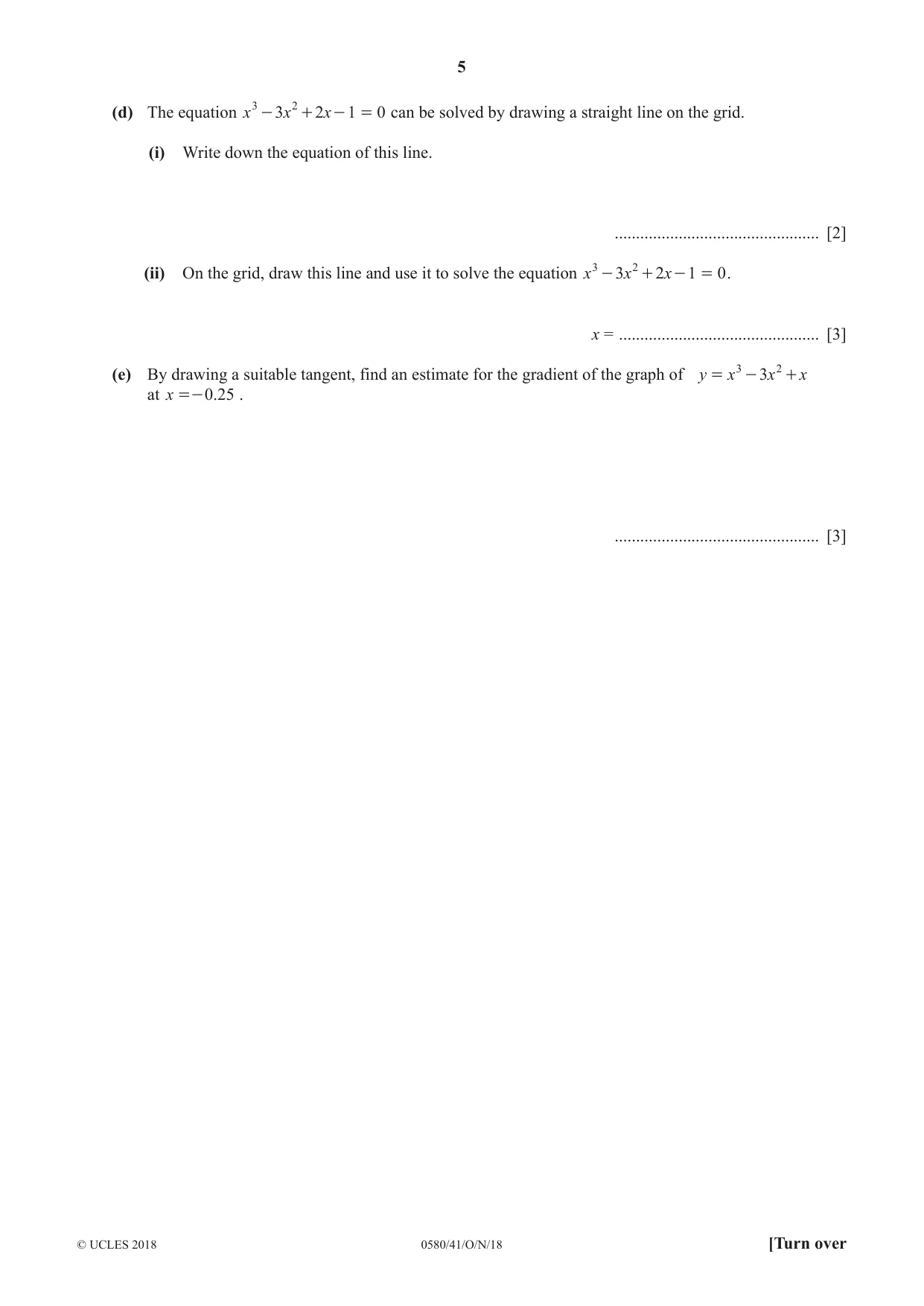 Cambridge IGCSE Mathematics 0580 2018 Oct/Nov Paper 4 · Variant 1 question paper, page 5 of 16