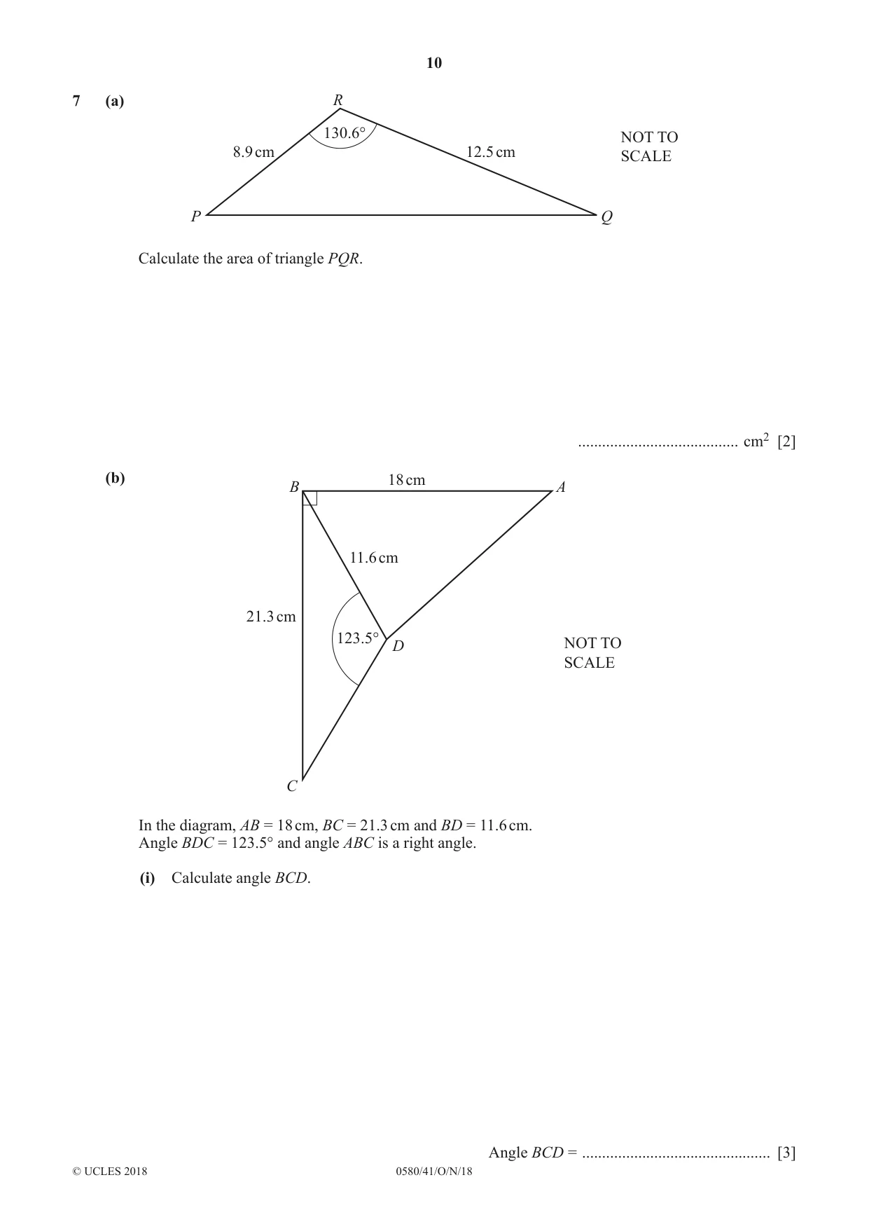 Cambridge IGCSE Mathematics 0580 2018 Oct/Nov Paper 4 · Variant 1 question paper, page 10 of 16