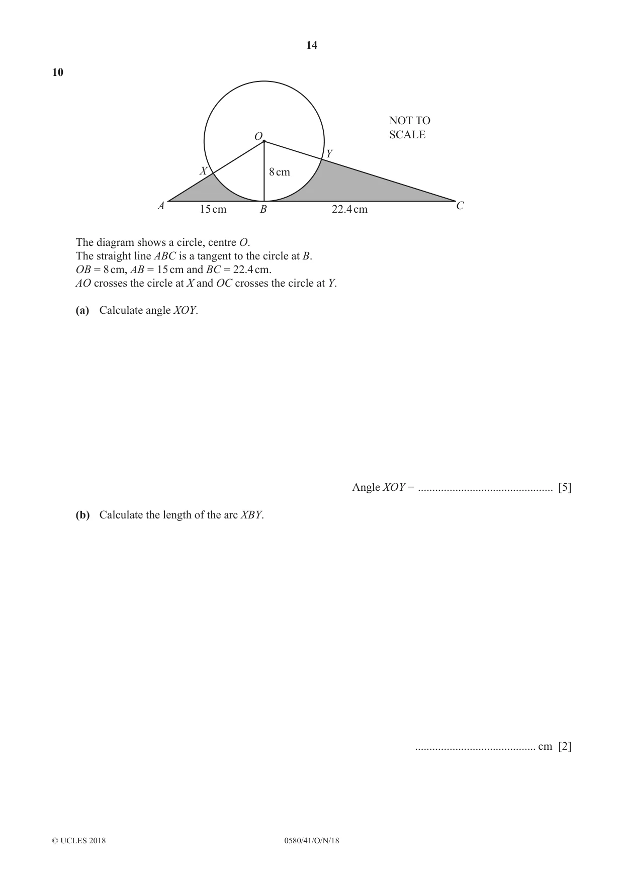 Cambridge IGCSE Mathematics 0580 2018 Oct/Nov Paper 4 · Variant 1 question paper, page 14 of 16