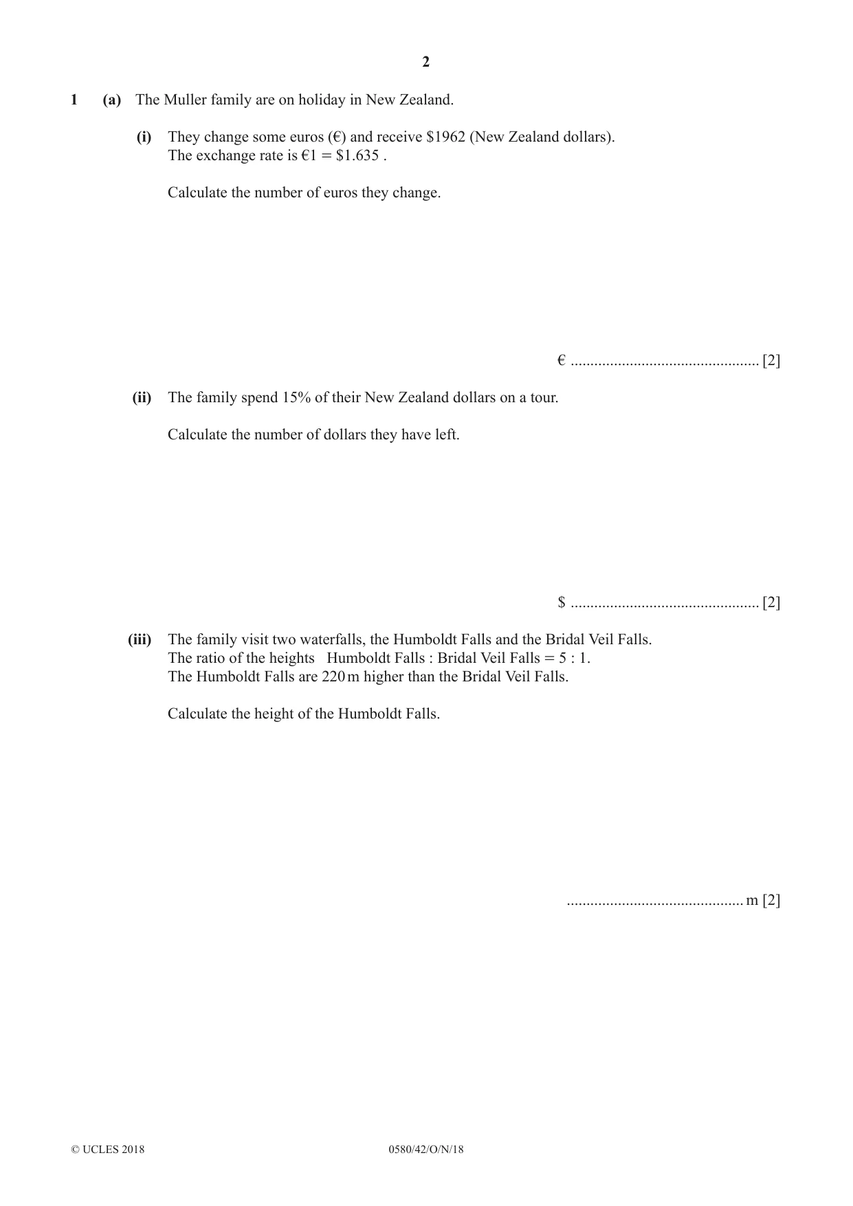 Cambridge IGCSE Mathematics 0580 2018 Oct/Nov Paper 4 · Variant 2 question paper, page 2 of 20