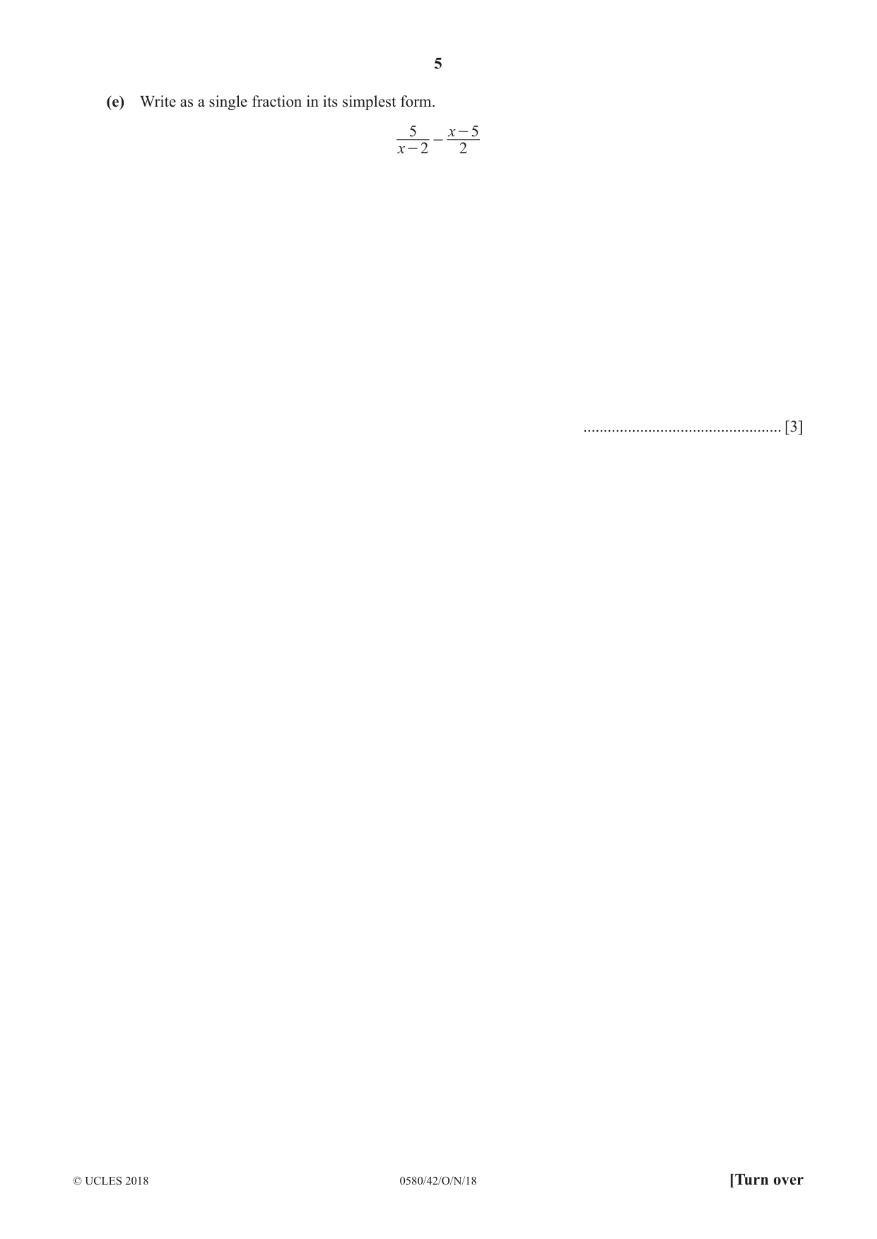 Cambridge IGCSE Mathematics 0580 2018 Oct/Nov Paper 4 · Variant 2 question paper, page 5 of 20
