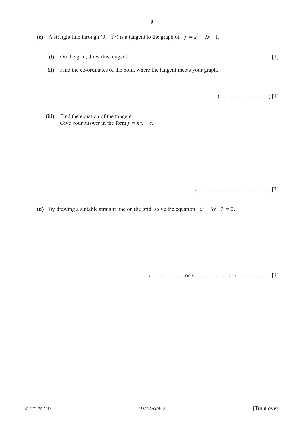 Cambridge IGCSE Mathematics 0580 2018 Oct/Nov Paper 4 · Variant 2 question paper, page 9 of 20