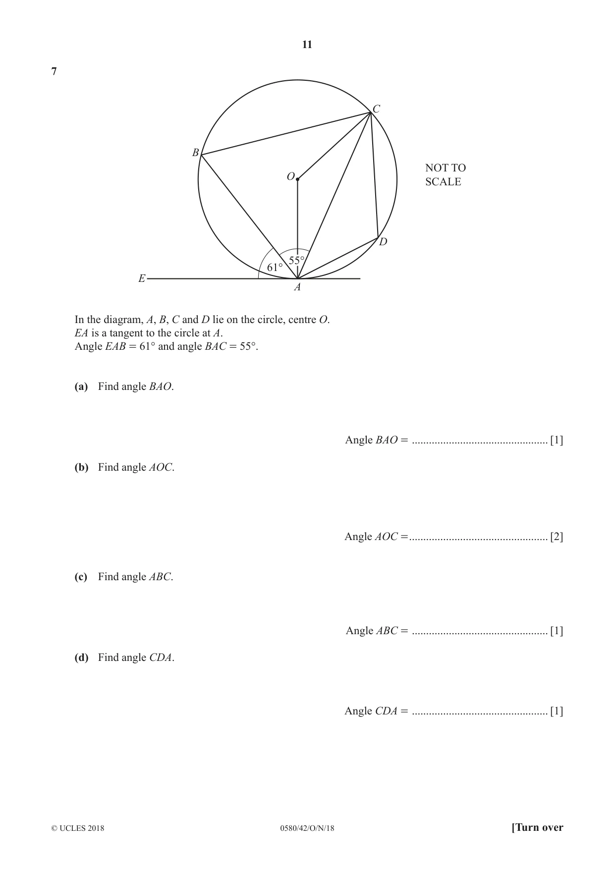 Cambridge IGCSE Mathematics 0580 2018 Oct/Nov Paper 4 · Variant 2 question paper, page 11 of 20