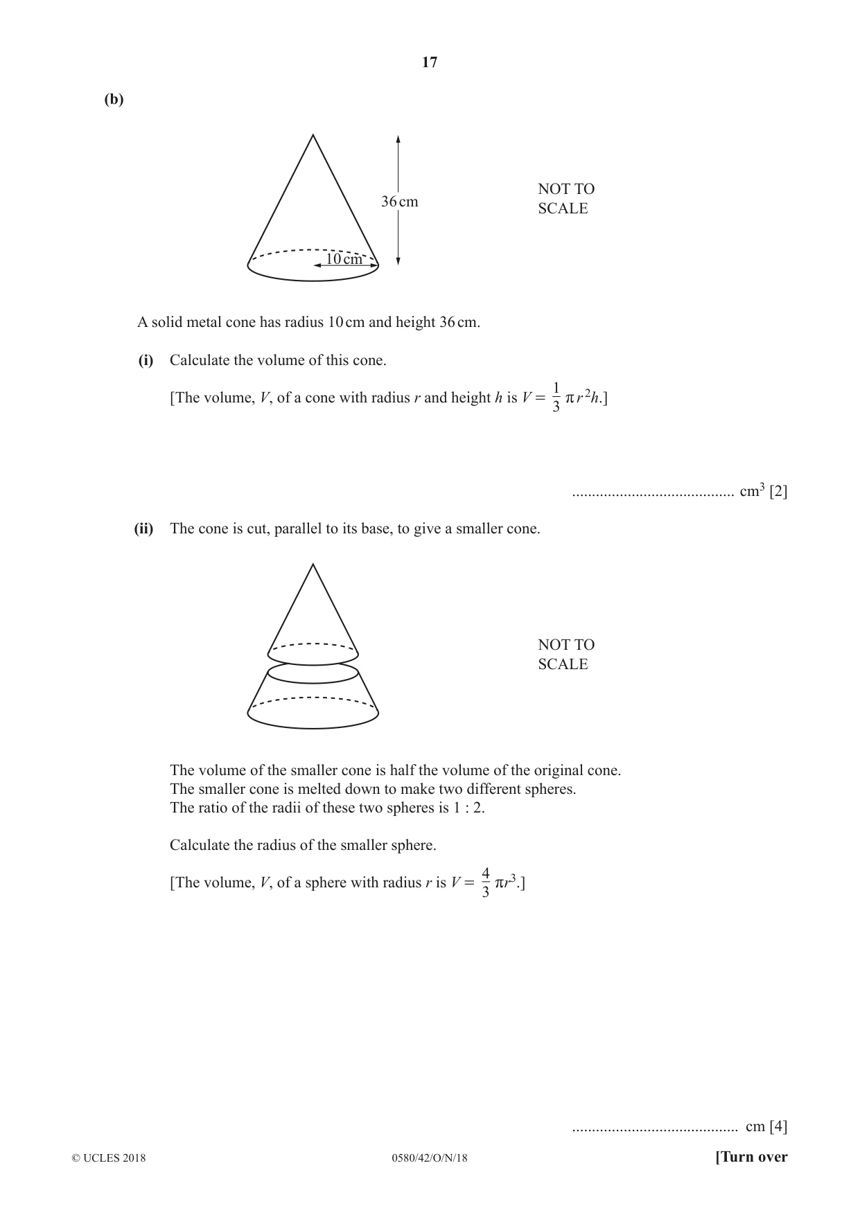 Cambridge IGCSE Mathematics 0580 2018 Oct/Nov Paper 4 · Variant 2 question paper, page 17 of 20