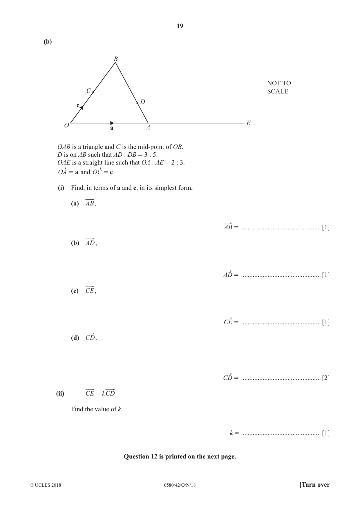 Cambridge IGCSE Mathematics 0580 2018 Oct/Nov Paper 4 · Variant 2 question paper, page 19 of 20