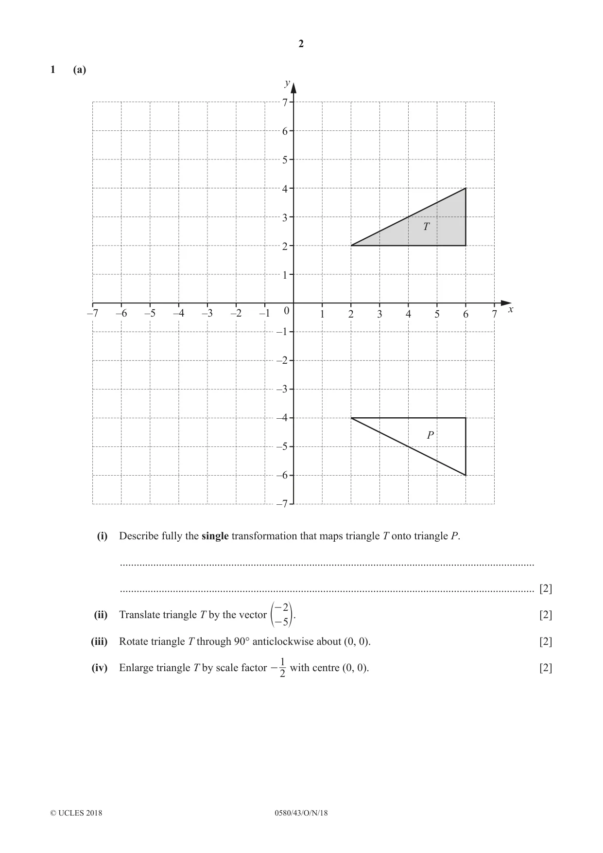 Cambridge IGCSE Mathematics 0580 2018 Oct/Nov Paper 4 · Variant 3 question paper, page 2 of 20