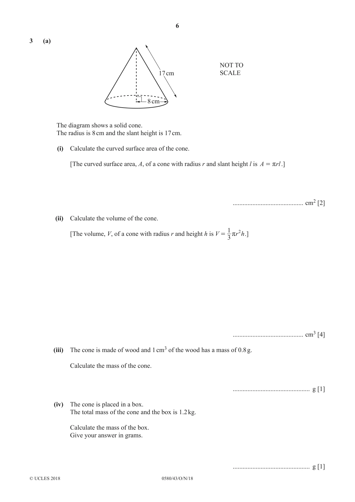 Cambridge IGCSE Mathematics 0580 2018 Oct/Nov Paper 4 · Variant 3 question paper, page 6 of 20