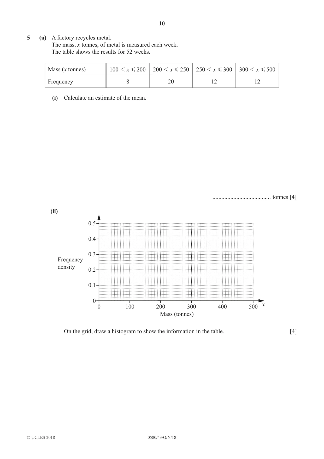 Cambridge IGCSE Mathematics 0580 2018 Oct/Nov Paper 4 · Variant 3 question paper, page 10 of 20