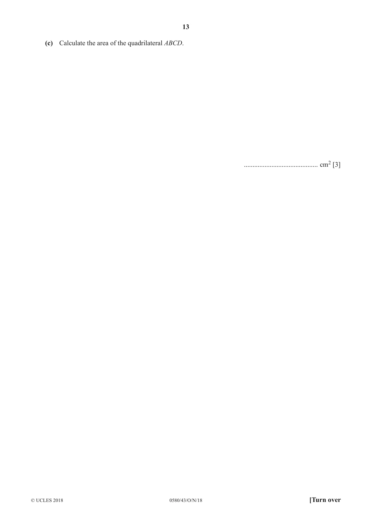 Cambridge IGCSE Mathematics 0580 2018 Oct/Nov Paper 4 · Variant 3 question paper, page 13 of 20