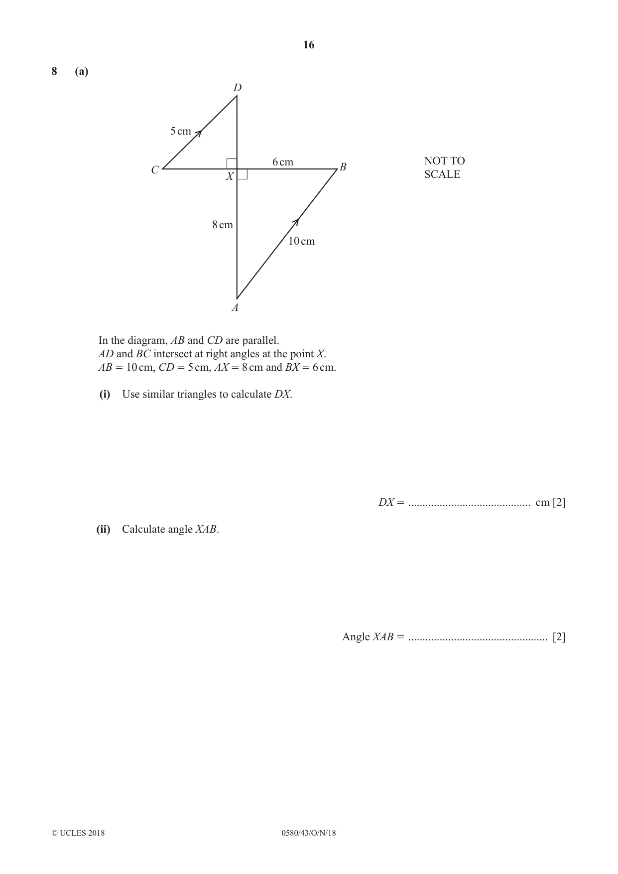 Cambridge IGCSE Mathematics 0580 2018 Oct/Nov Paper 4 · Variant 3 question paper, page 16 of 20