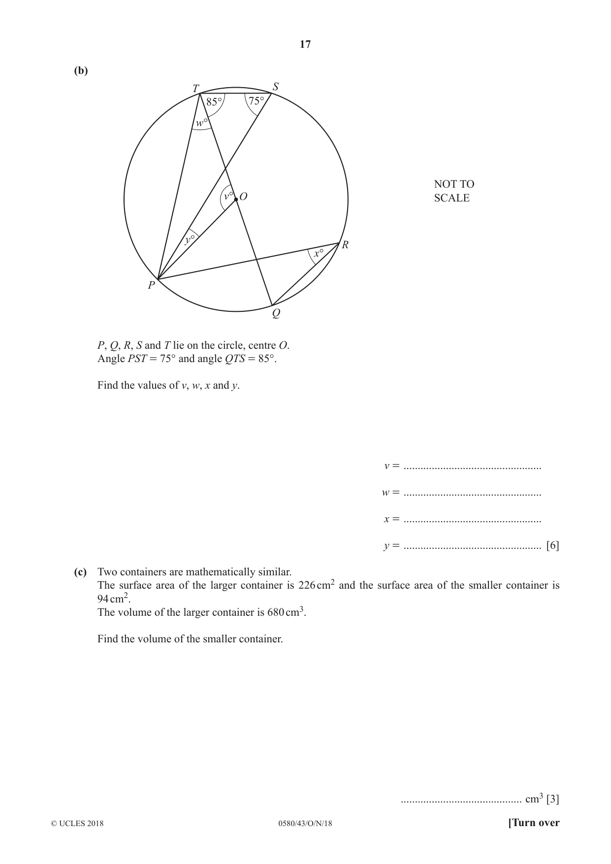 Cambridge IGCSE Mathematics 0580 2018 Oct/Nov Paper 4 · Variant 3 question paper, page 17 of 20