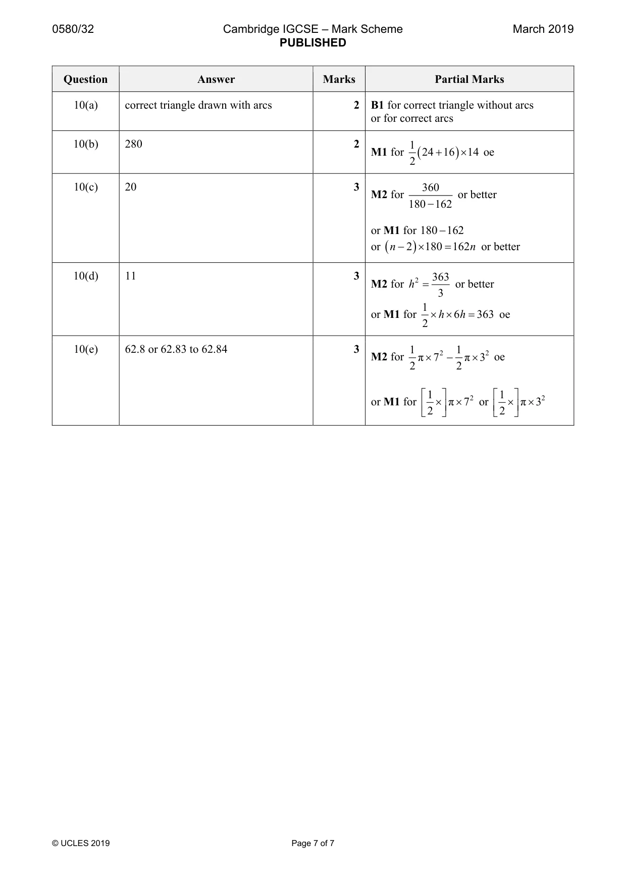 Mark scheme, page 7 of 7