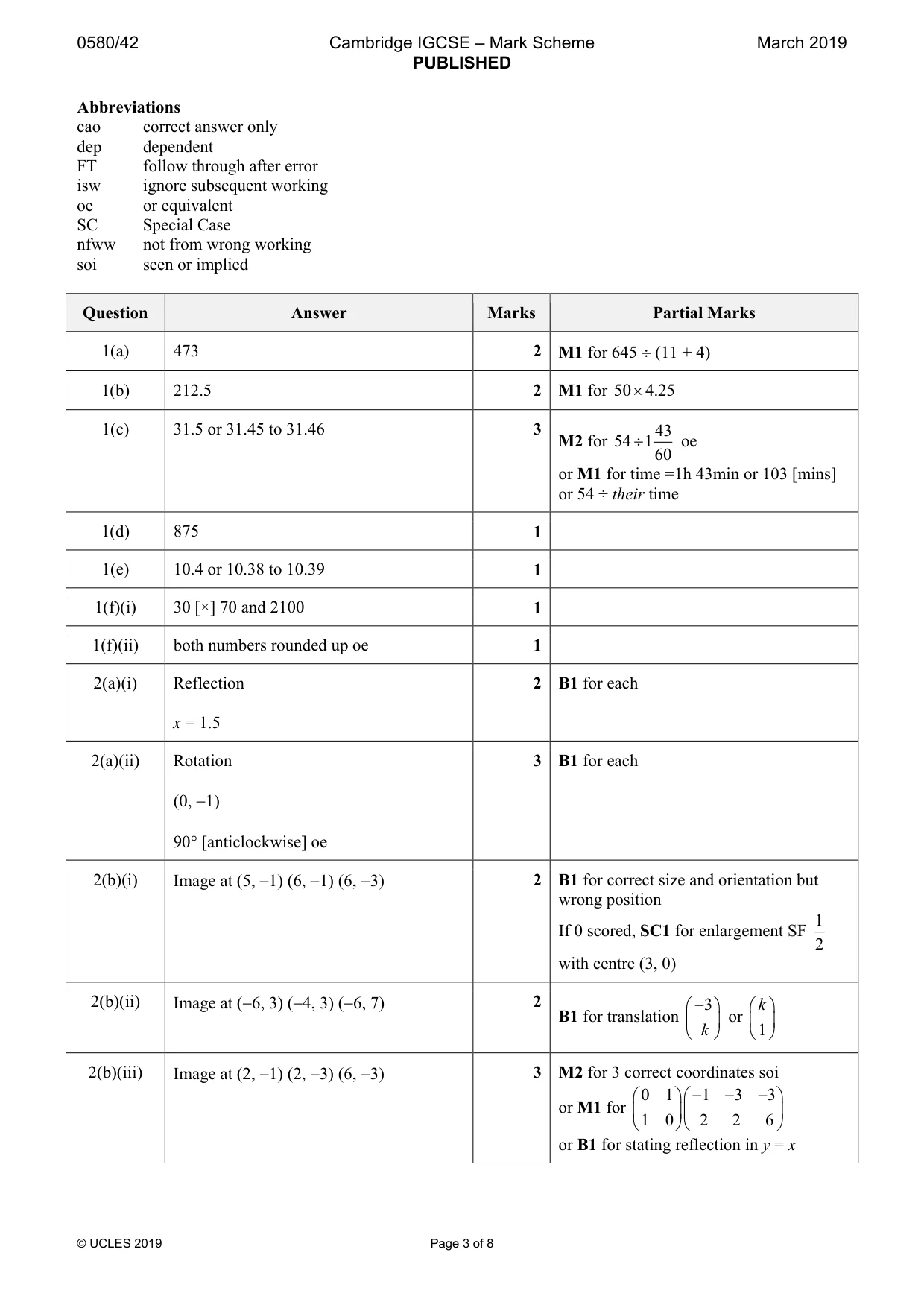 Mark scheme, page 3 of 8