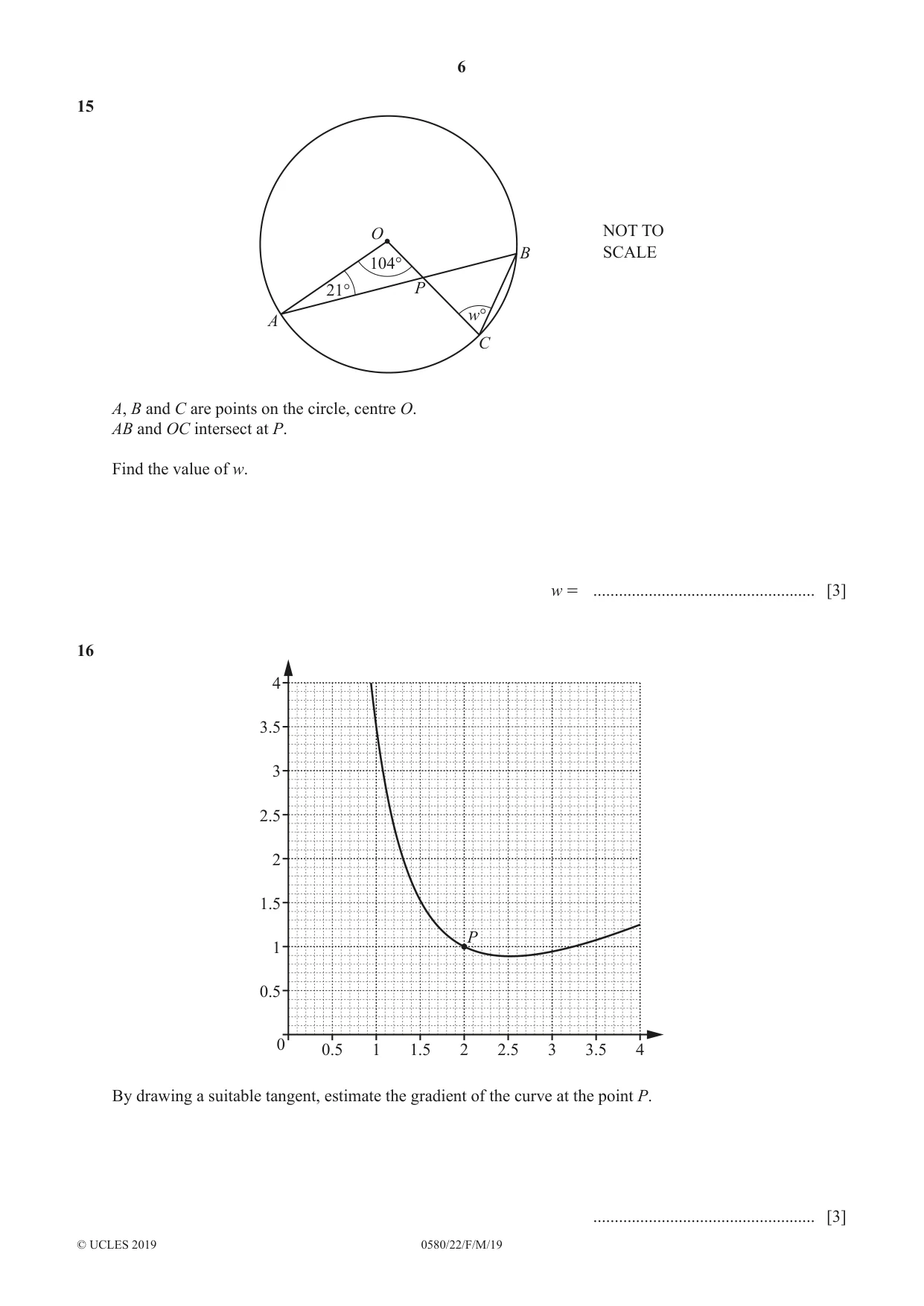 Cambridge IGCSE Mathematics 0580 2019 Feb/March Paper 2 · Variant 2 question paper, page 6 of 12