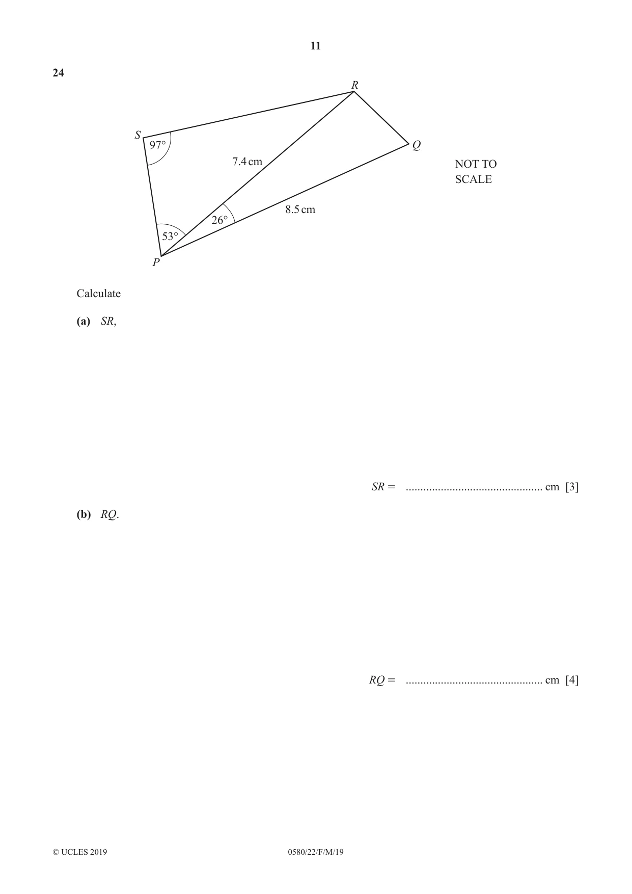 Cambridge IGCSE Mathematics 0580 2019 Feb/March Paper 2 · Variant 2 question paper, page 11 of 12