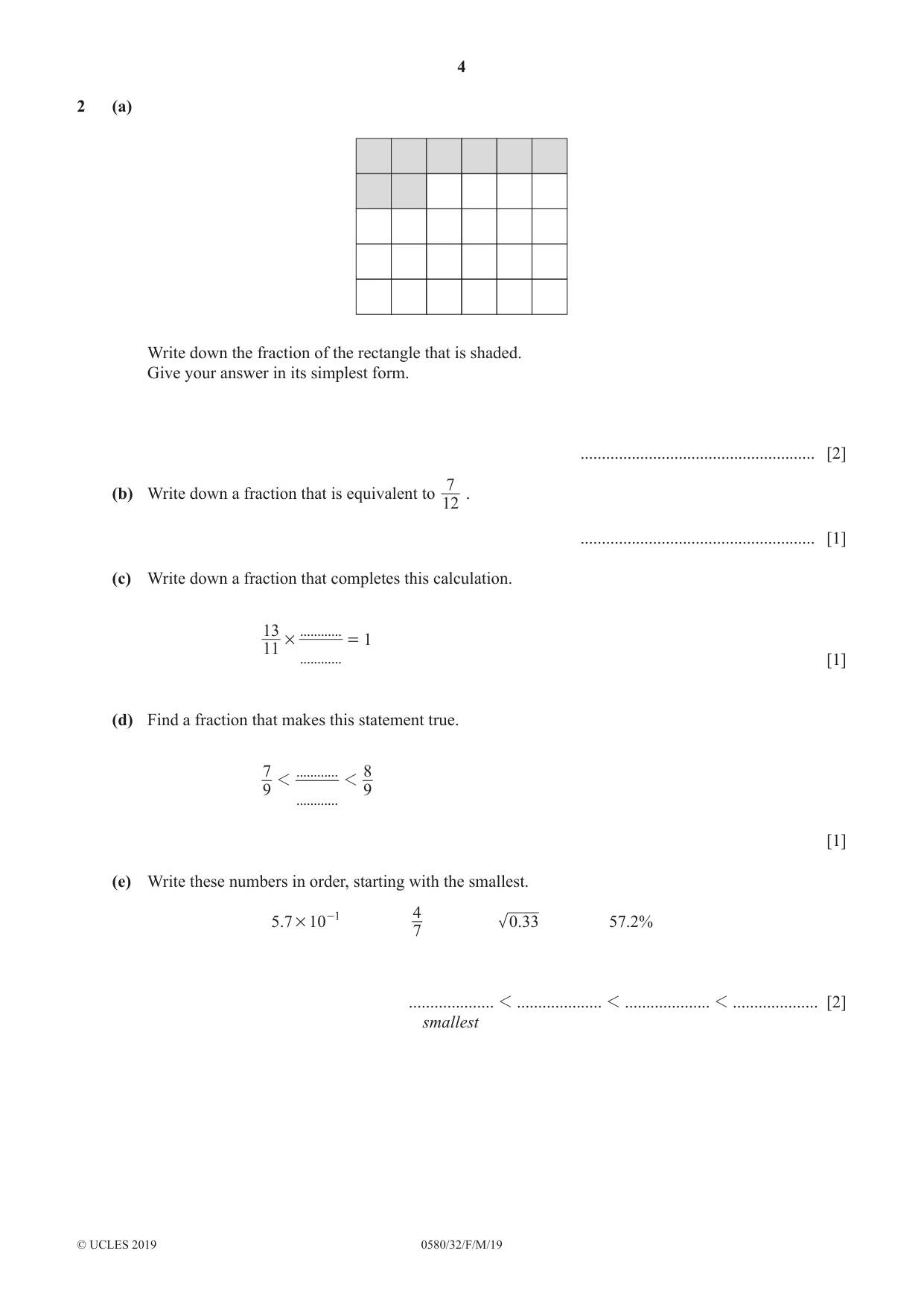 Cambridge IGCSE Mathematics 0580 2019 Feb/March Paper 3 · Variant 2 question paper, page 4 of 20