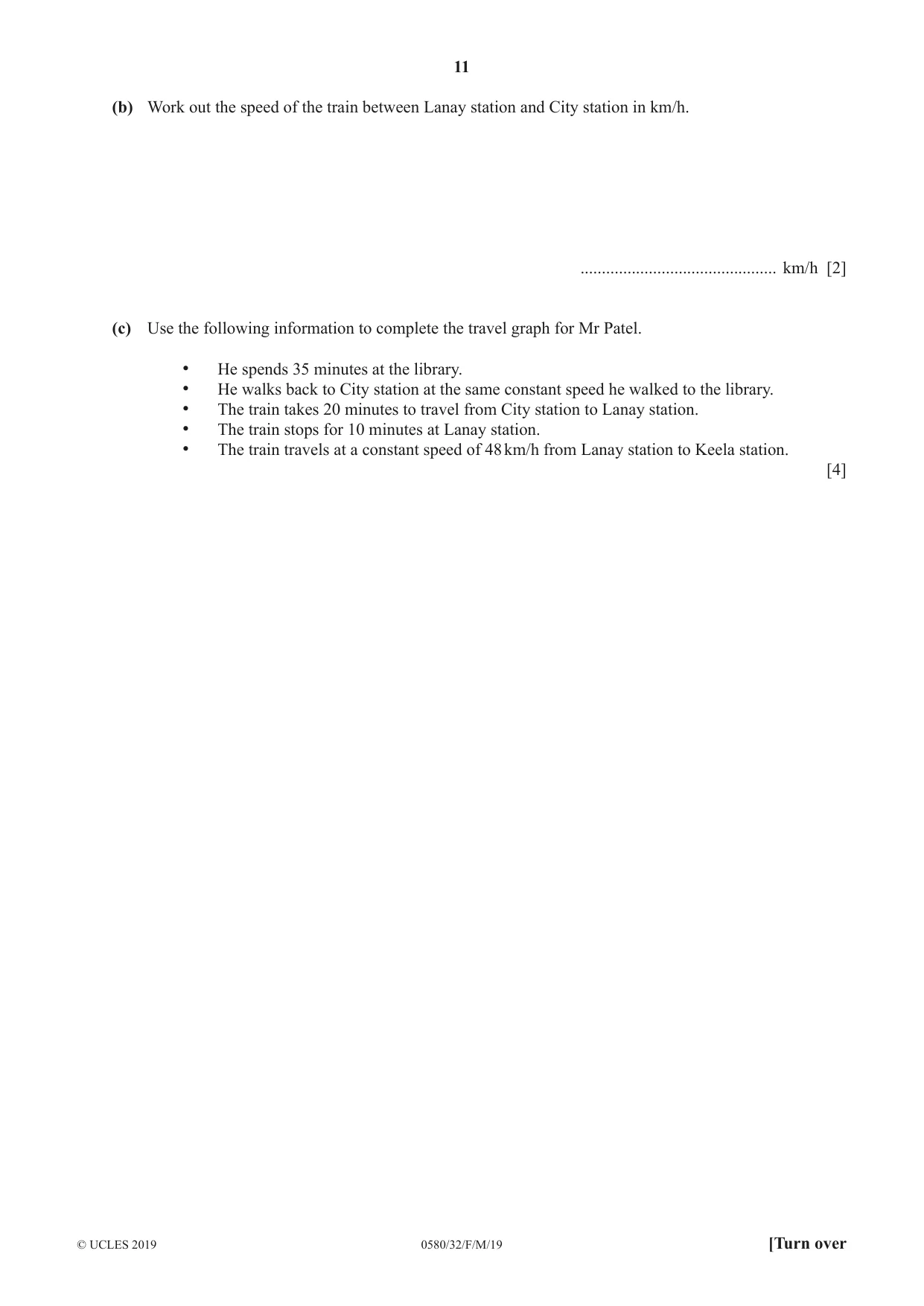 Cambridge IGCSE Mathematics 0580 2019 Feb/March Paper 3 · Variant 2 question paper, page 11 of 20