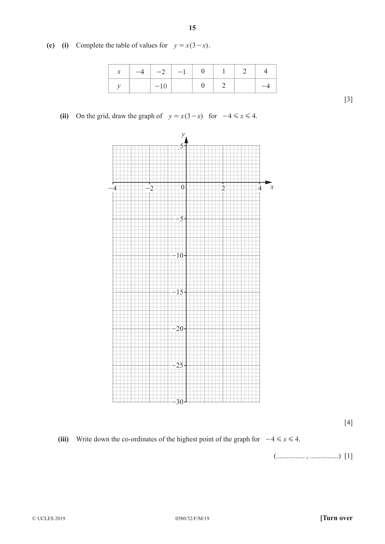 Cambridge IGCSE Mathematics 0580 2019 Feb/March Paper 3 · Variant 2 question paper, page 15 of 20