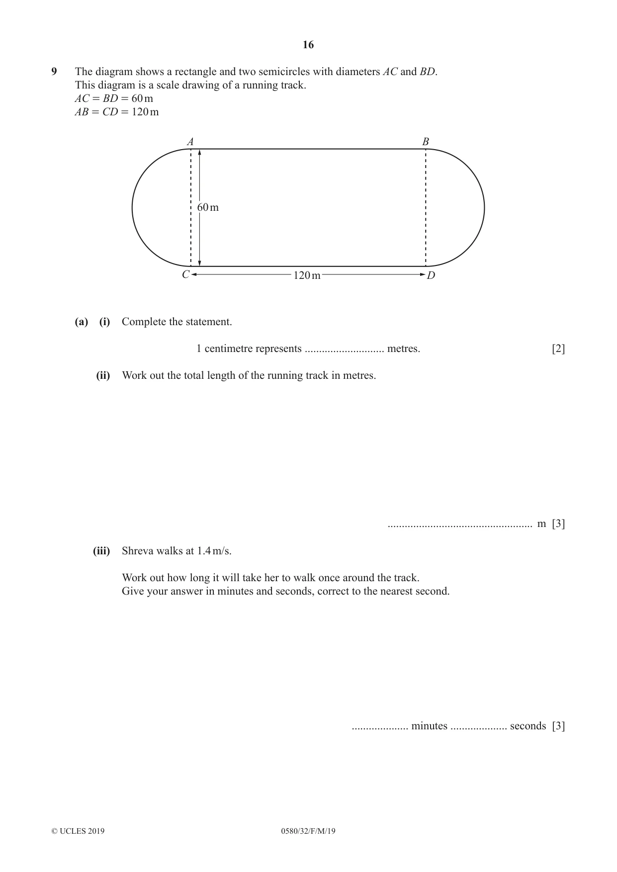 Cambridge IGCSE Mathematics 0580 2019 Feb/March Paper 3 · Variant 2 question paper, page 16 of 20