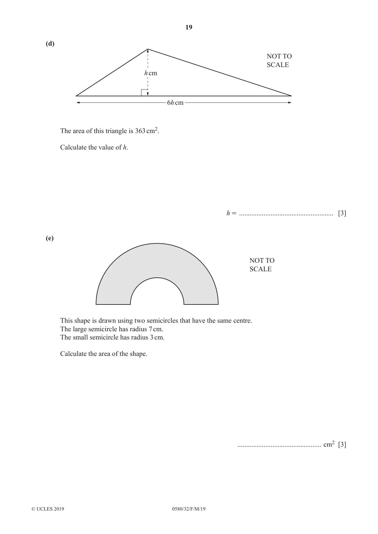 Cambridge IGCSE Mathematics 0580 2019 Feb/March Paper 3 · Variant 2 question paper, page 19 of 20