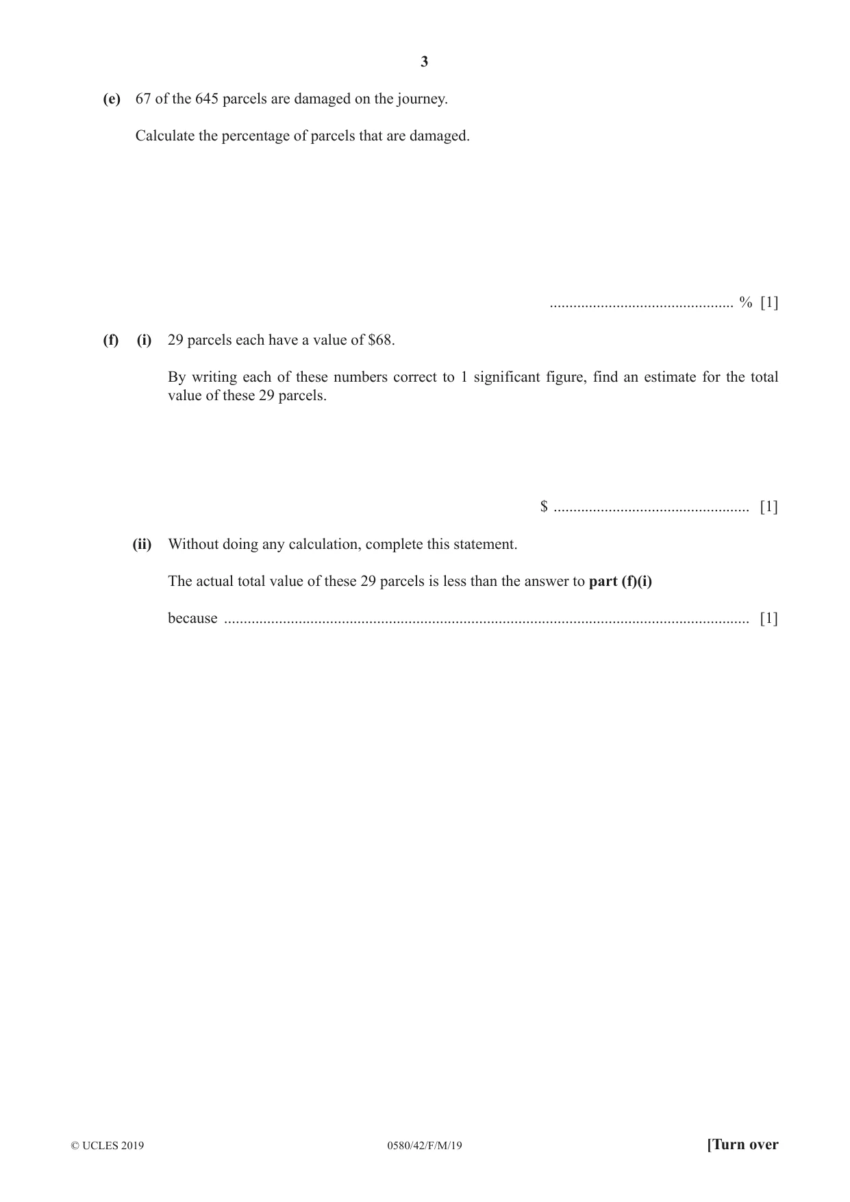 Cambridge IGCSE Mathematics 0580 2019 Feb/March Paper 4 · Variant 2 question paper, page 3 of 20