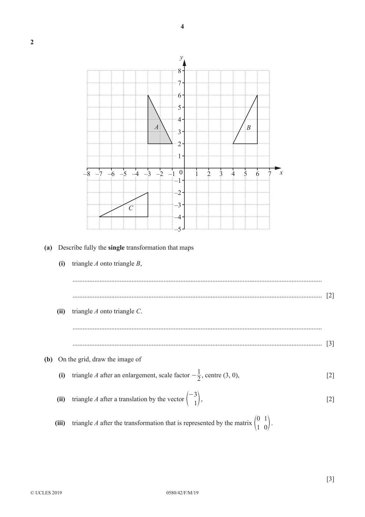 Cambridge IGCSE Mathematics 0580 2019 Feb/March Paper 4 · Variant 2 question paper, page 4 of 20