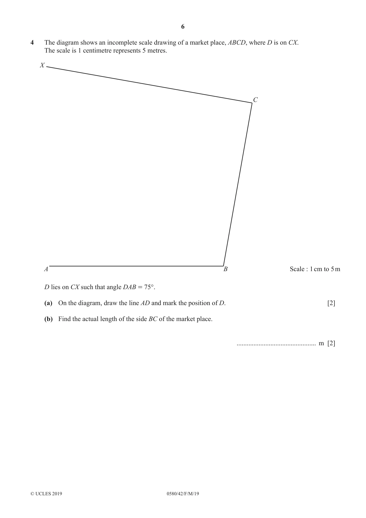Cambridge IGCSE Mathematics 0580 2019 Feb/March Paper 4 · Variant 2 question paper, page 6 of 20