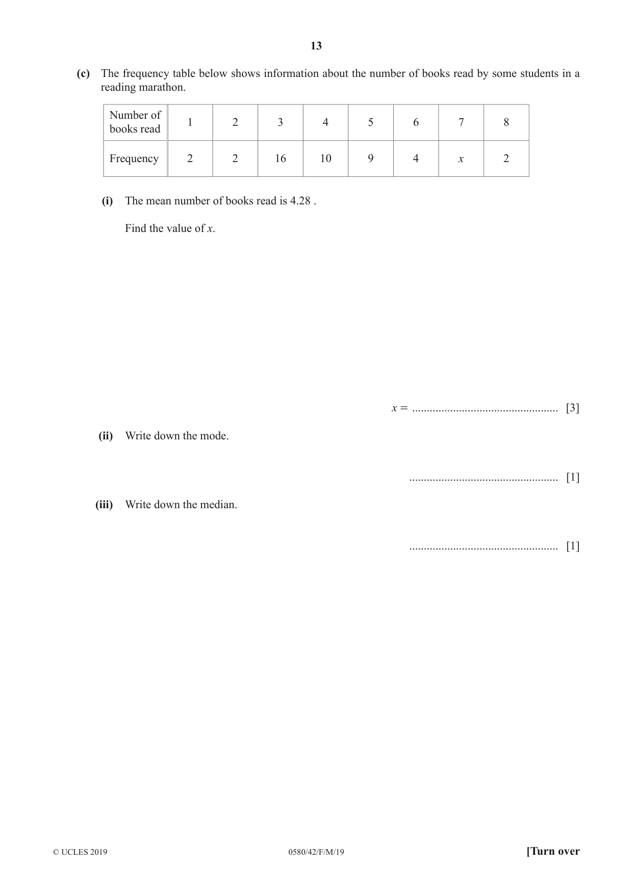 Cambridge IGCSE Mathematics 0580 2019 Feb/March Paper 4 · Variant 2 question paper, page 13 of 20