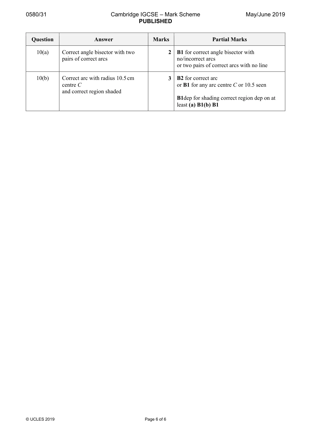Mark scheme, page 6 of 6