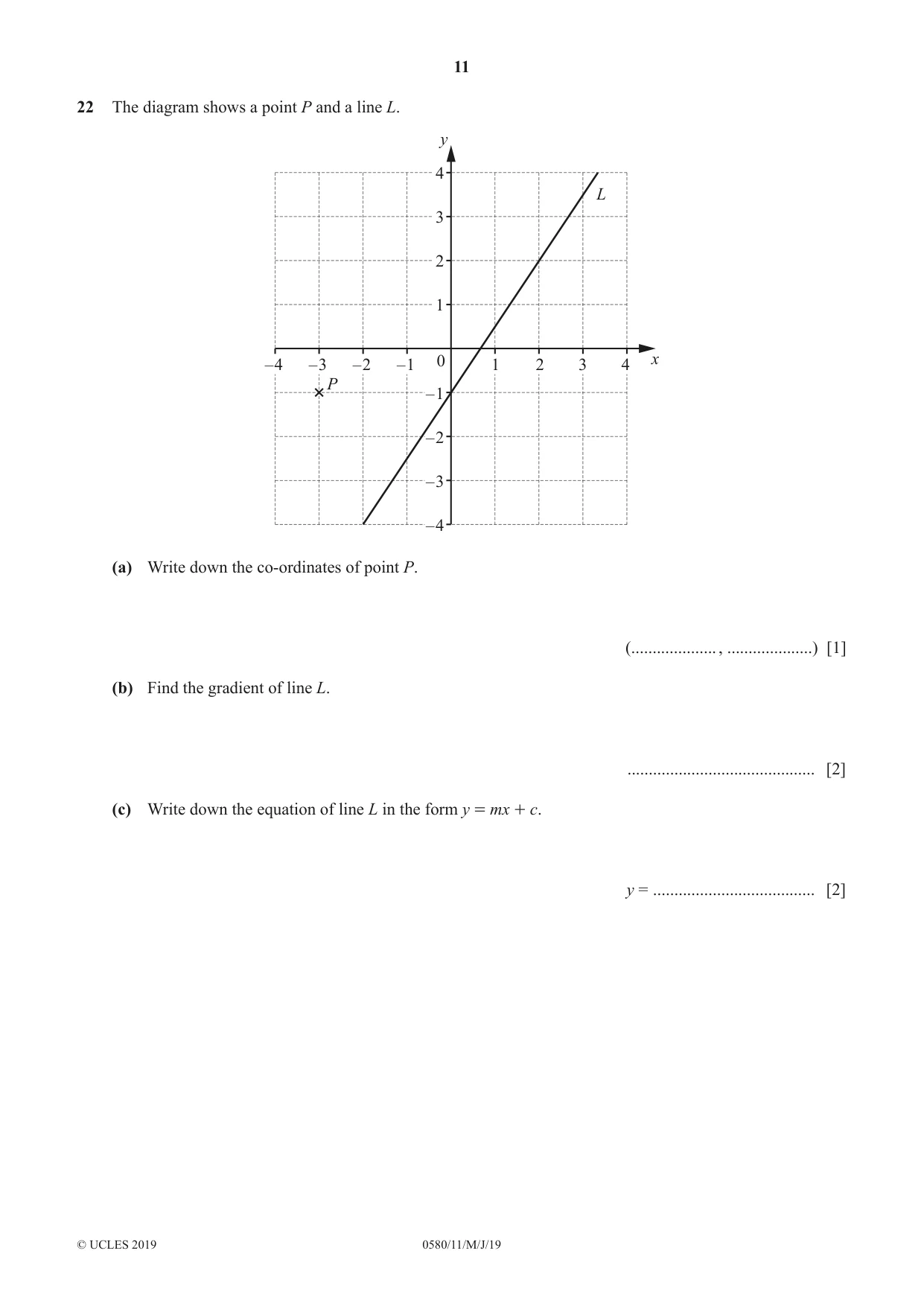 Cambridge IGCSE Mathematics 0580 2019 May/June Paper 1 · Variant 1 question paper, page 11 of 12
