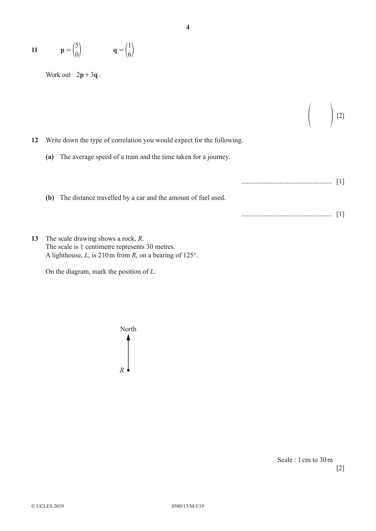 Cambridge IGCSE Mathematics 0580 2019 May/June Paper 1 · Variant 3 question paper, page 4 of 12