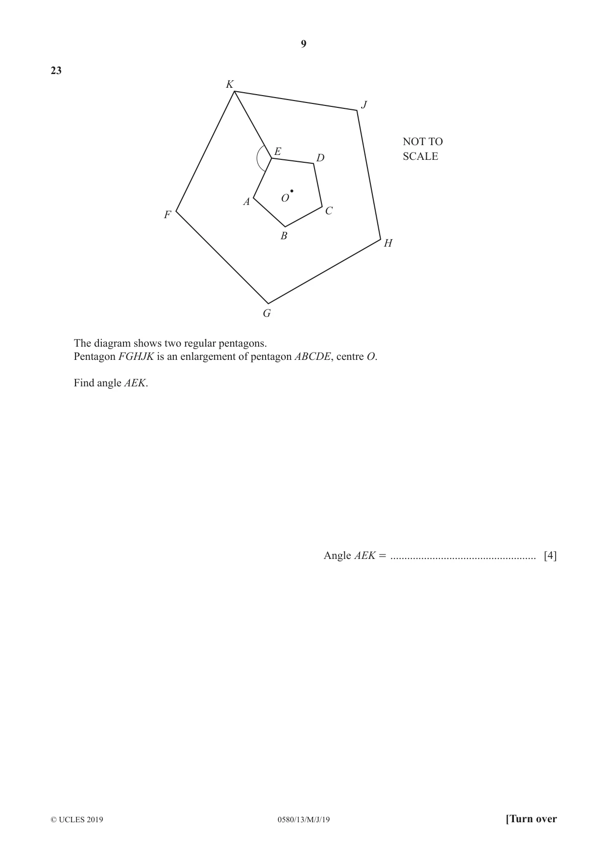 Cambridge IGCSE Mathematics 0580 2019 May/June Paper 1 · Variant 3 question paper, page 9 of 12