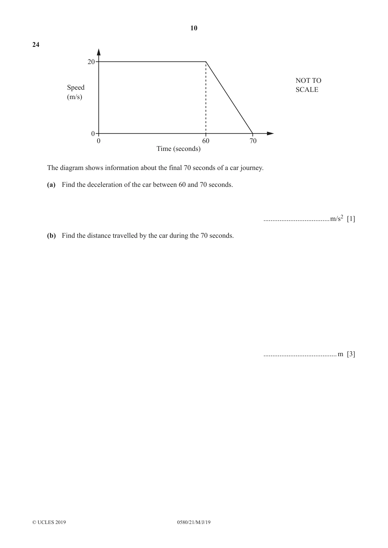 Cambridge IGCSE Mathematics 0580 2019 May/June Paper 2 · Variant 1 question paper, page 10 of 12