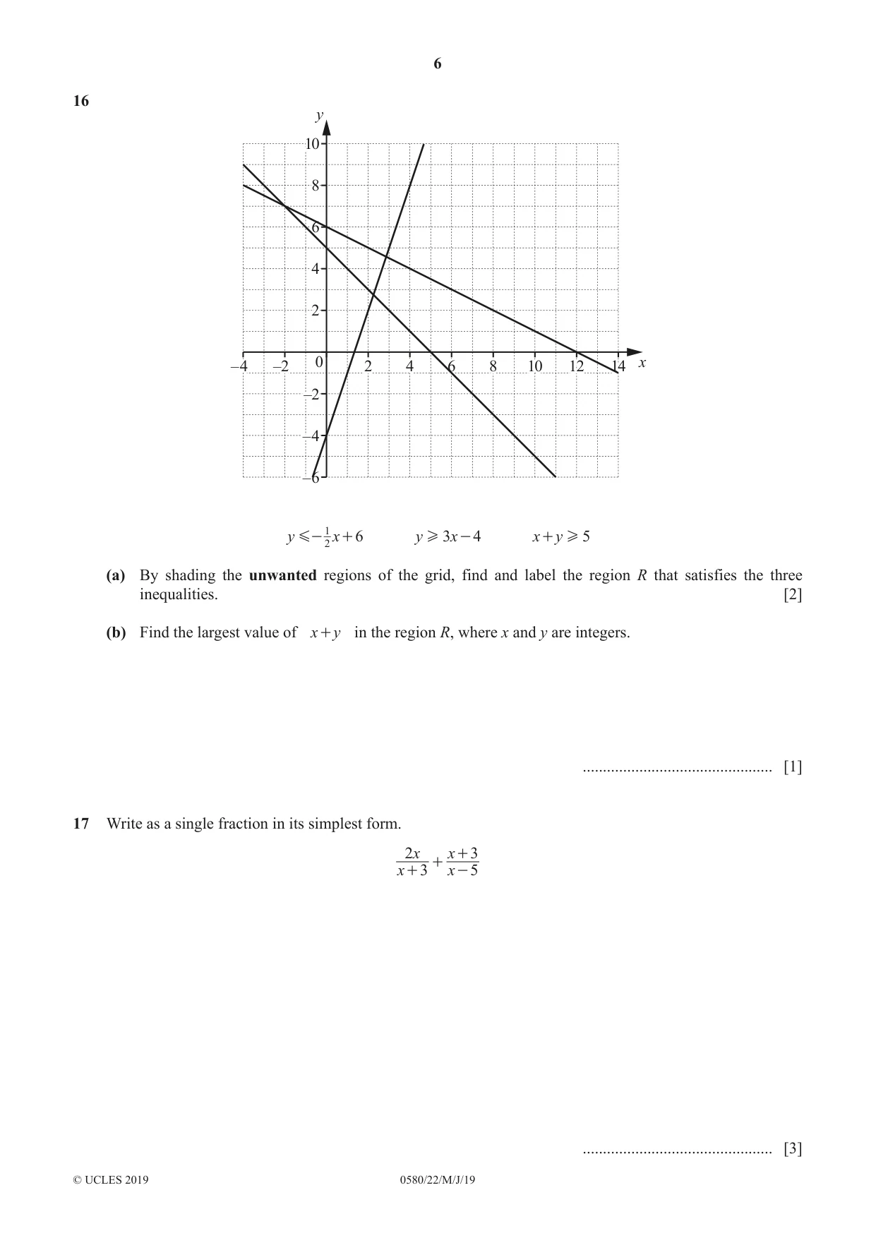 Cambridge IGCSE Mathematics 0580 2019 May/June Paper 2 · Variant 2 question paper, page 6 of 12