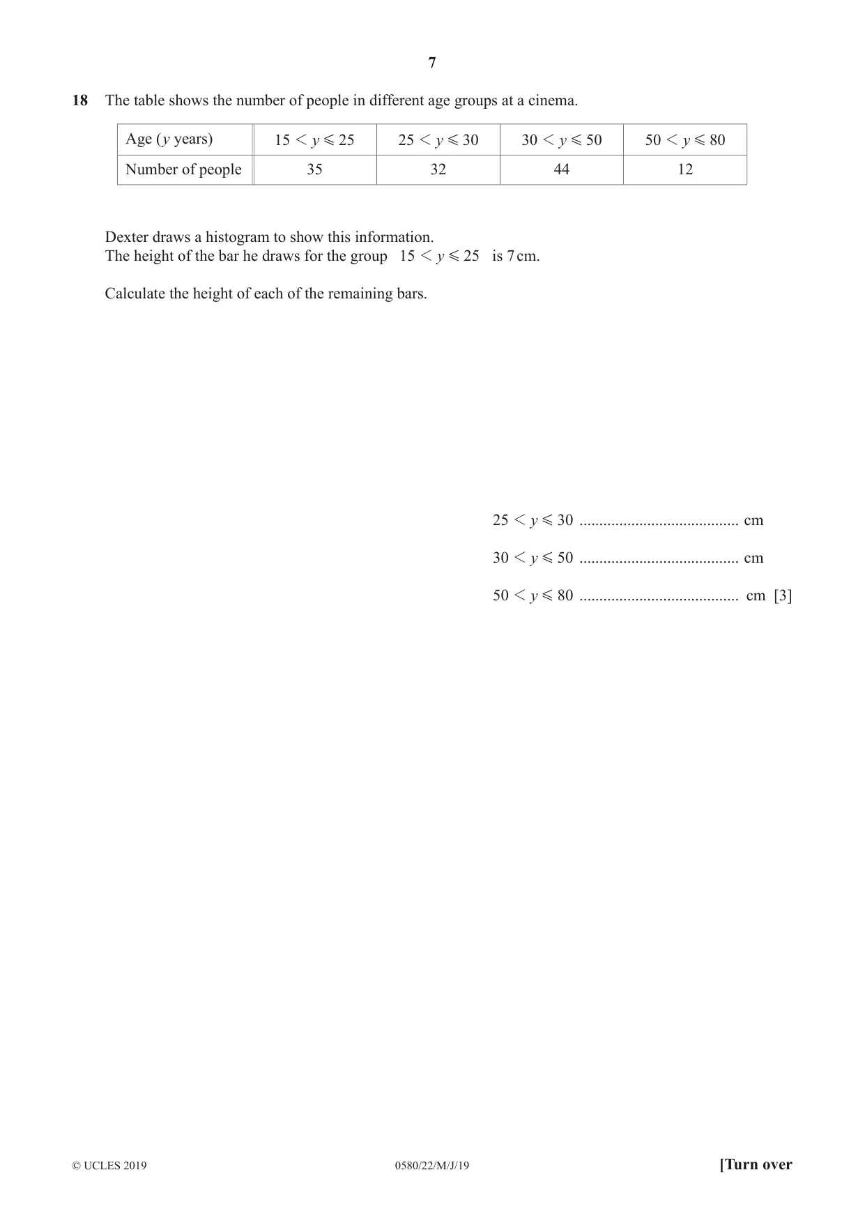Cambridge IGCSE Mathematics 0580 2019 May/June Paper 2 · Variant 2 question paper, page 7 of 12