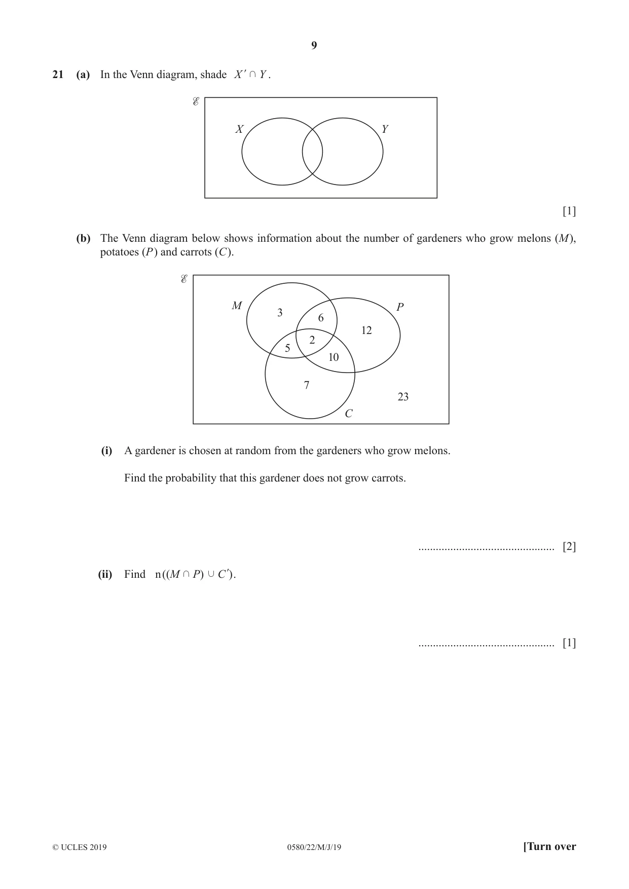 Cambridge IGCSE Mathematics 0580 2019 May/June Paper 2 · Variant 2 question paper, page 9 of 12