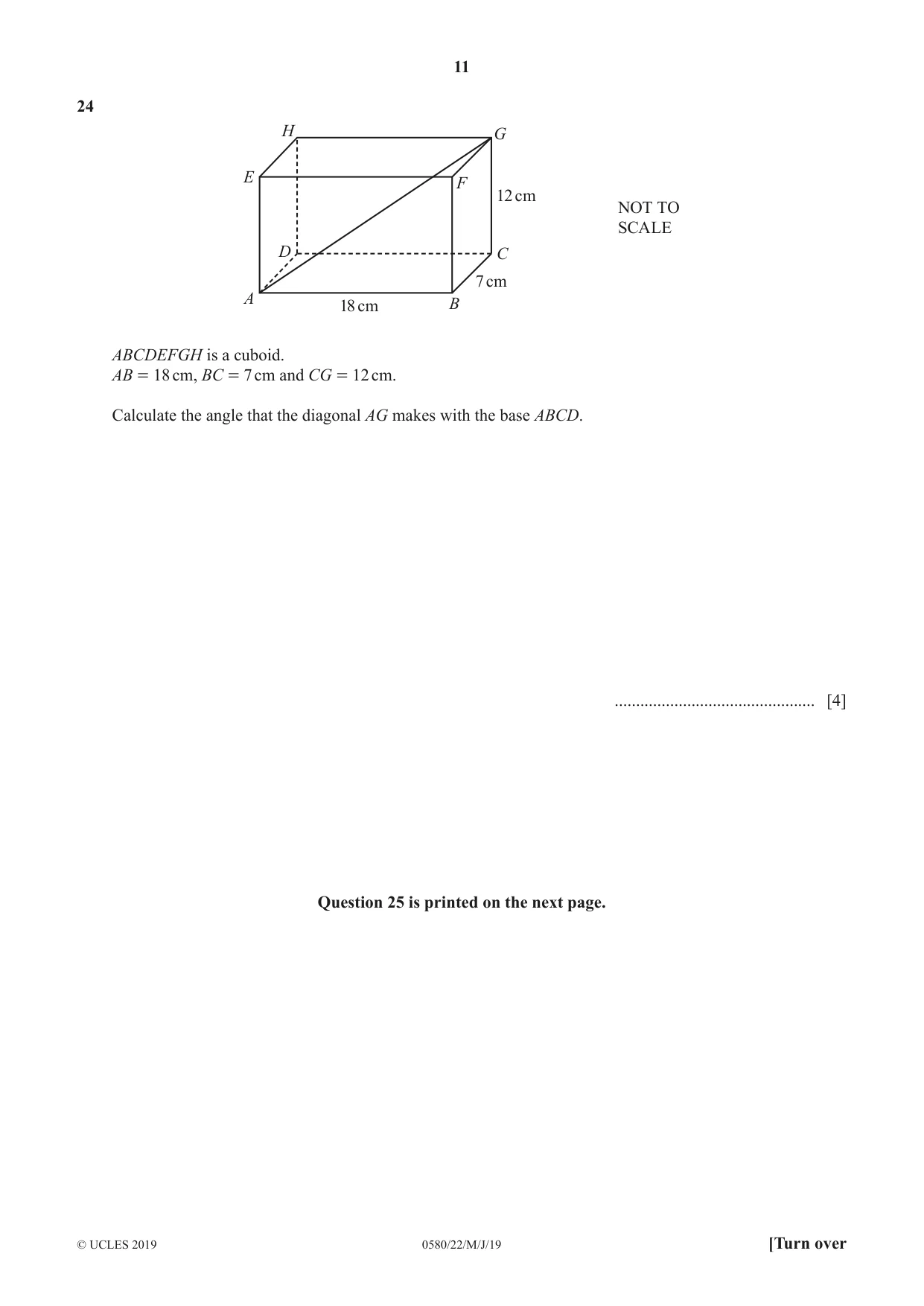 Cambridge IGCSE Mathematics 0580 2019 May/June Paper 2 · Variant 2 question paper, page 11 of 12