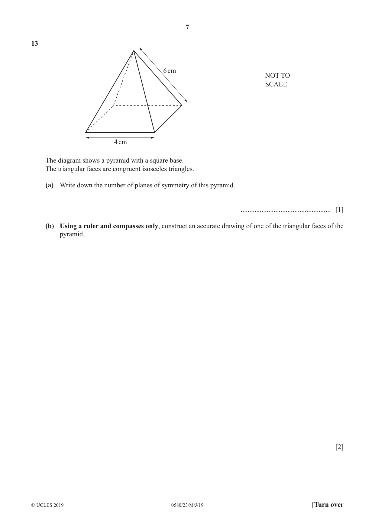 Cambridge IGCSE Mathematics 0580 2019 May/June Paper 2 · Variant 3 question paper, page 7 of 16