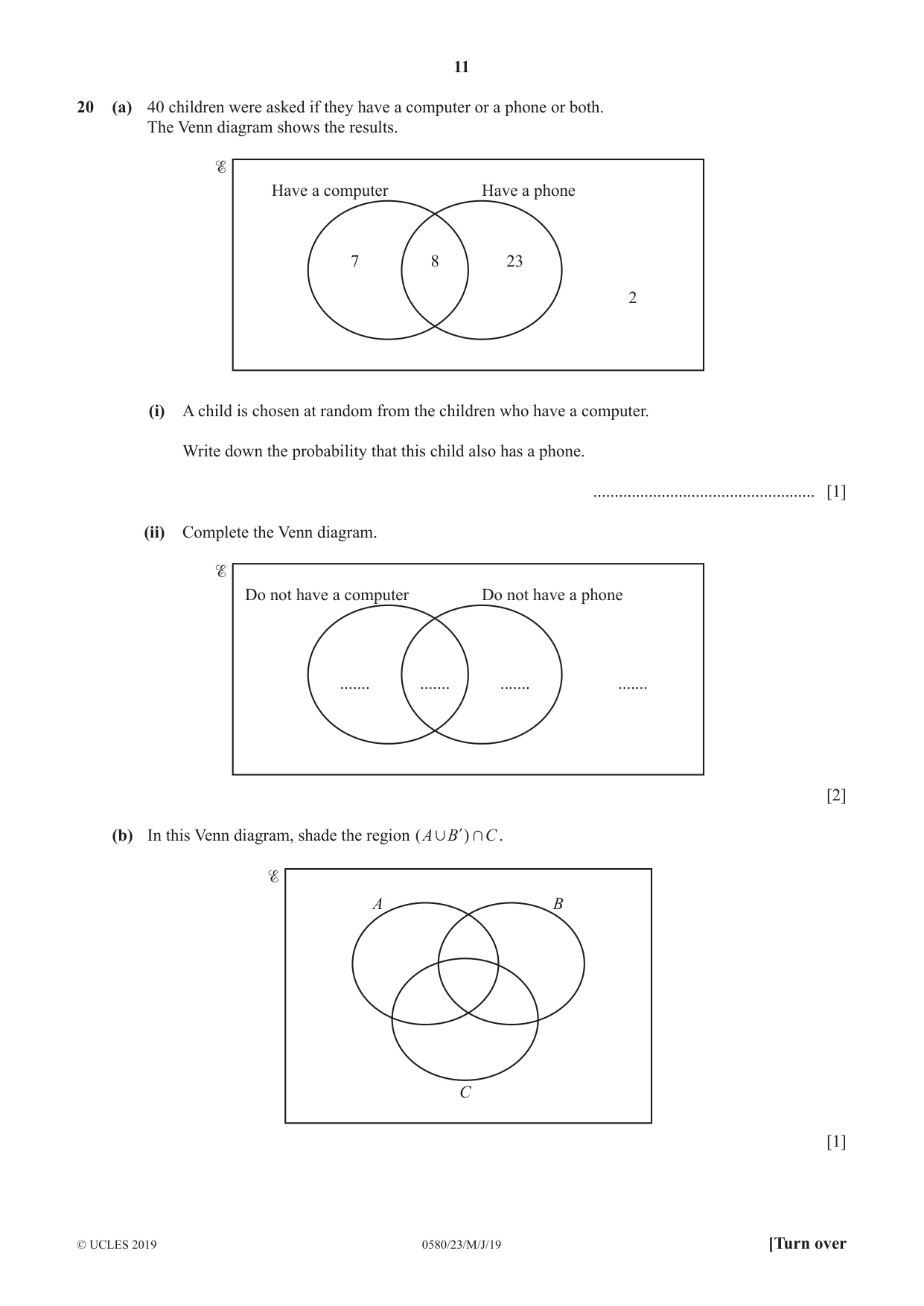 Cambridge IGCSE Mathematics 0580 2019 May/June Paper 2 · Variant 3 question paper, page 11 of 16