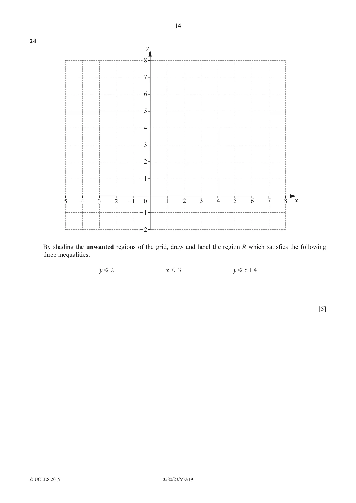 Cambridge IGCSE Mathematics 0580 2019 May/June Paper 2 · Variant 3 question paper, page 14 of 16