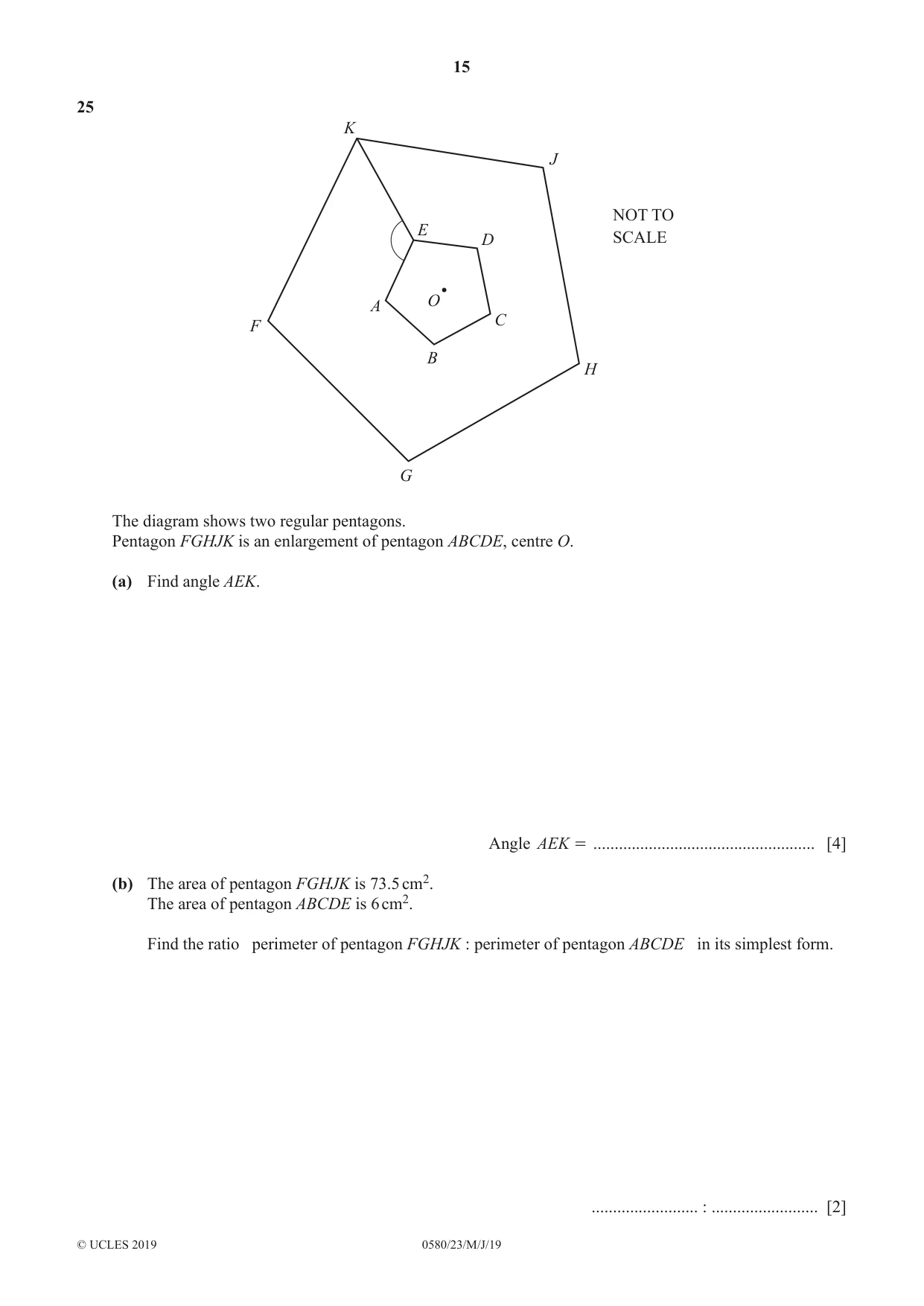 Cambridge IGCSE Mathematics 0580 2019 May/June Paper 2 · Variant 3 question paper, page 15 of 16