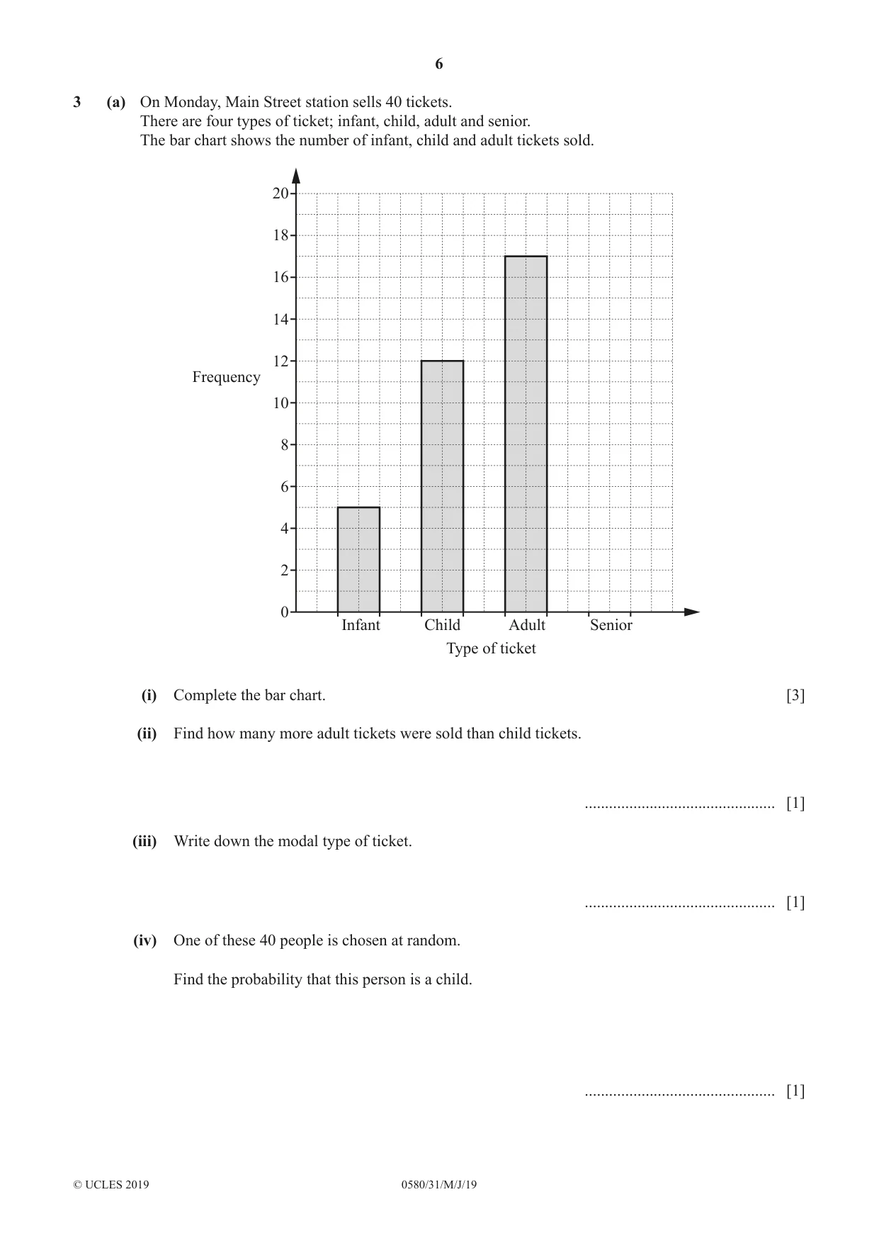 Cambridge IGCSE Mathematics 0580 2019 May/June Paper 3 · Variant 1 question paper, page 6 of 16