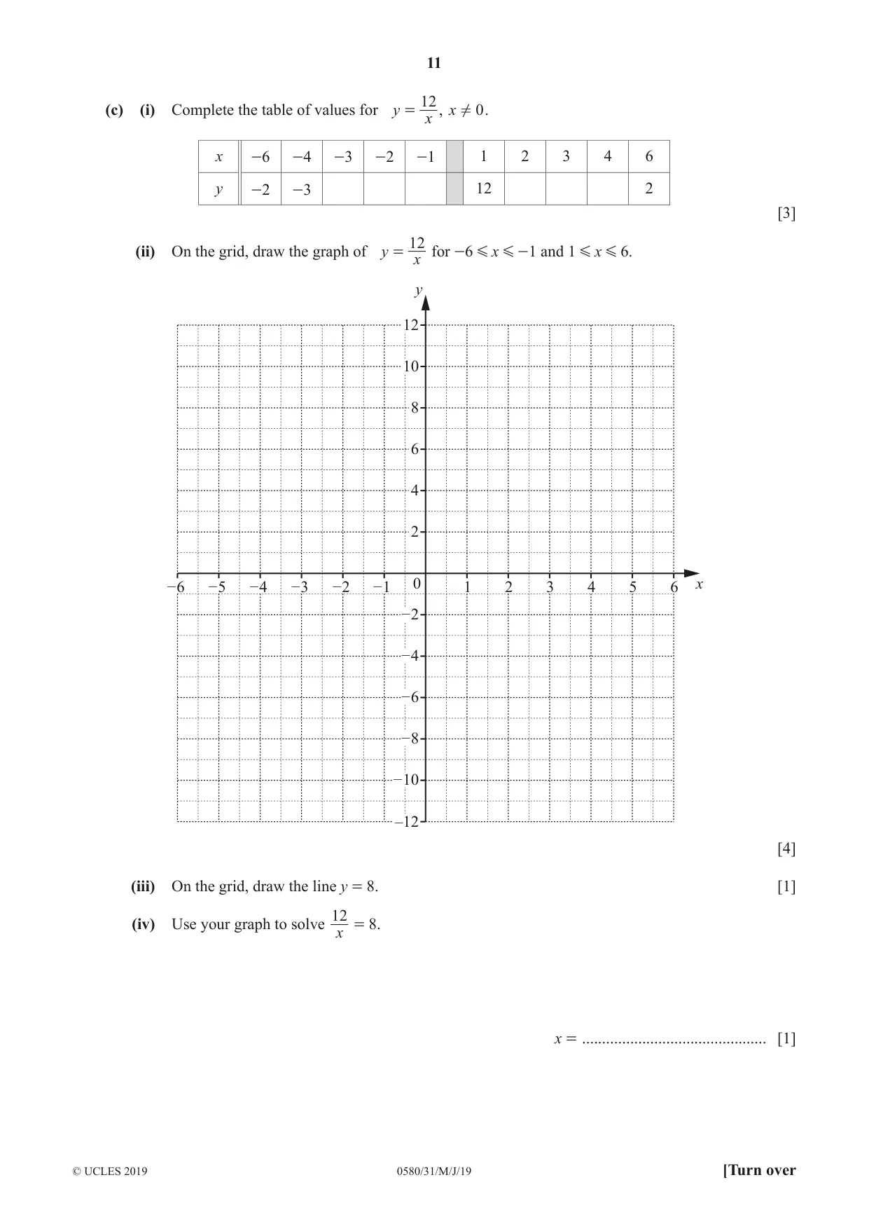 Cambridge IGCSE Mathematics 0580 2019 May/June Paper 3 · Variant 1 question paper, page 11 of 16
