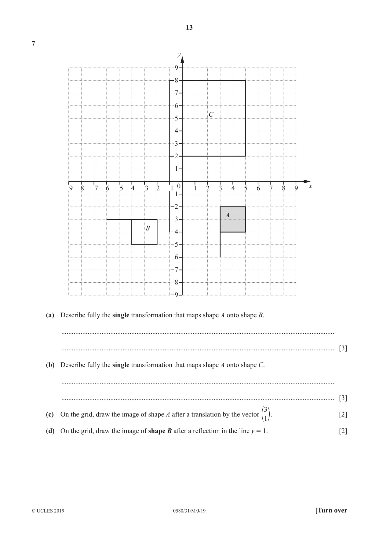 Cambridge IGCSE Mathematics 0580 2019 May/June Paper 3 · Variant 1 question paper, page 13 of 16